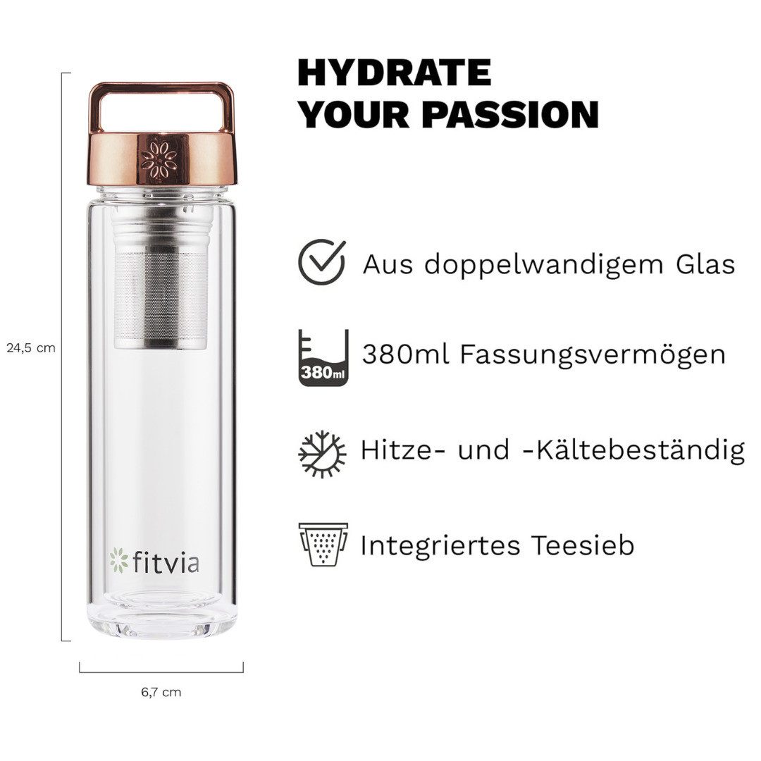 fitvia Thermoflasche Thermoflasche "rose gold", Doppelverglasung, Wärme- und Kältefunktion