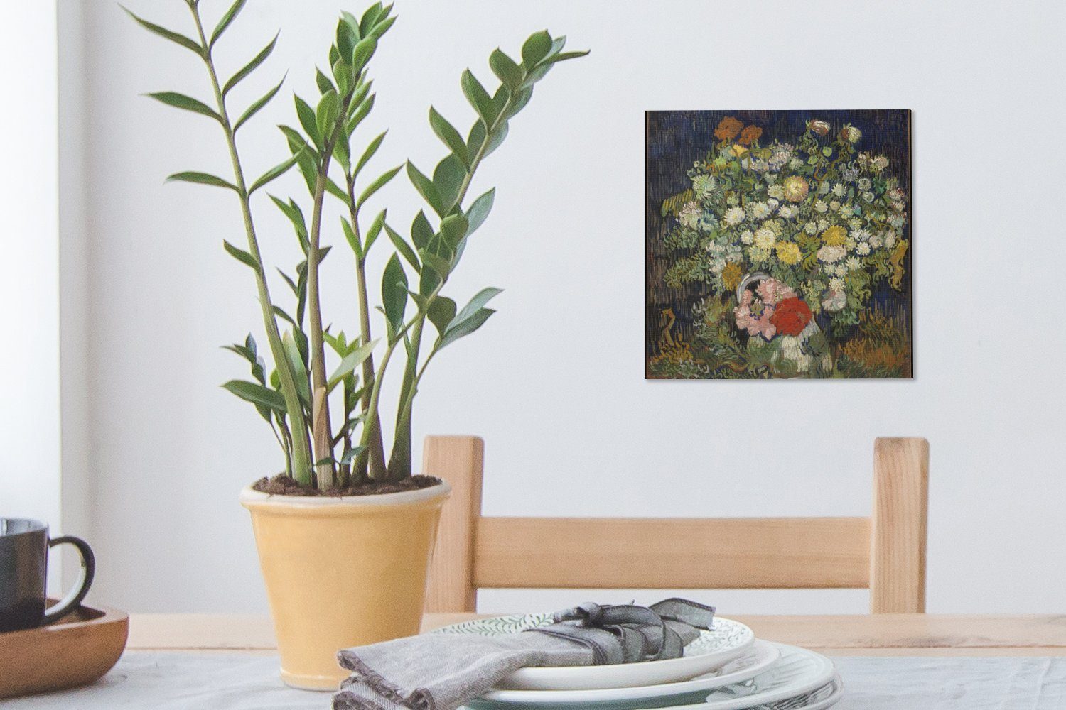 Leinwandbild für Vincent Schlafzimmer St), Leinwand van - Bilder in Vase einer (1 Wohnzimmer Blumenstrauß Gogh, OneMillionCanvasses®