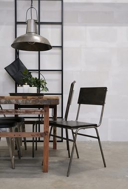 Trademark Esszimmerstuhl Rustikaler Esszimmerstuhl aus dunklem Holz und Eisen