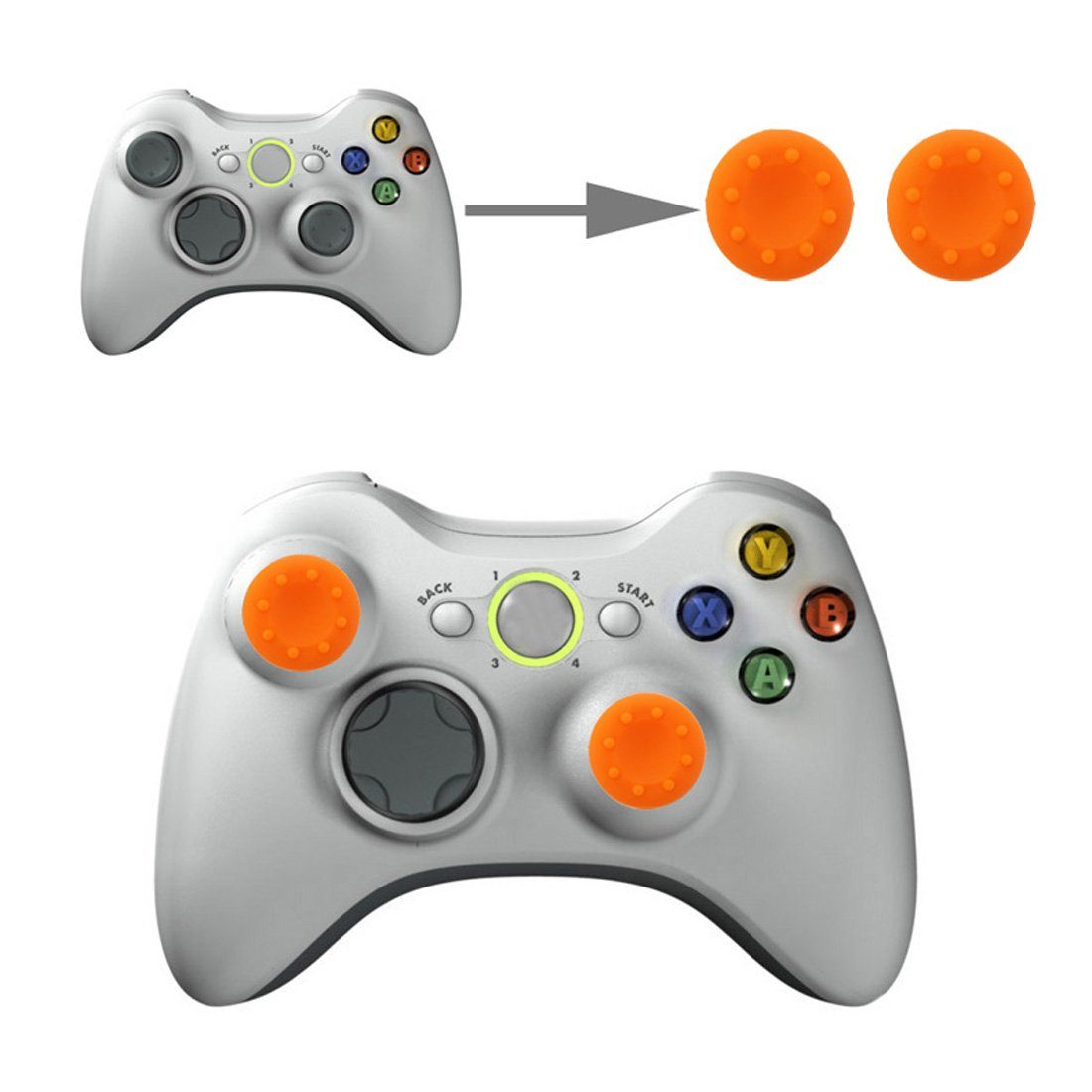 wortek Thumb Grips Контроллеры Aufsätze, 2er Set Gaming-Controller (2er Set, genoppte Silikonkappen Grip Cap Joystick Schutz Aufsatz Silikon Kappen)