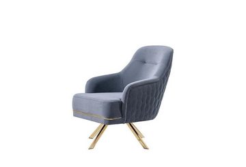 JVmoebel Wohnzimmer-Set Blaue Wohnzimmer Sitzgarnitur Designer Ecksofa Luxus Moderner Sessel, (2-St., Wohnzimmer-Set 3-Sitzer + Sessel), Made in Europa