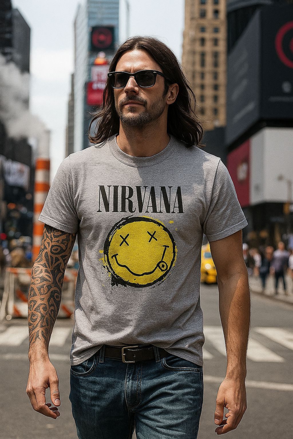 Nirvana Print-Shirt NIRVANA T-SHIRT Herren grau oder Schwarz L XL XXL günstig online kaufen