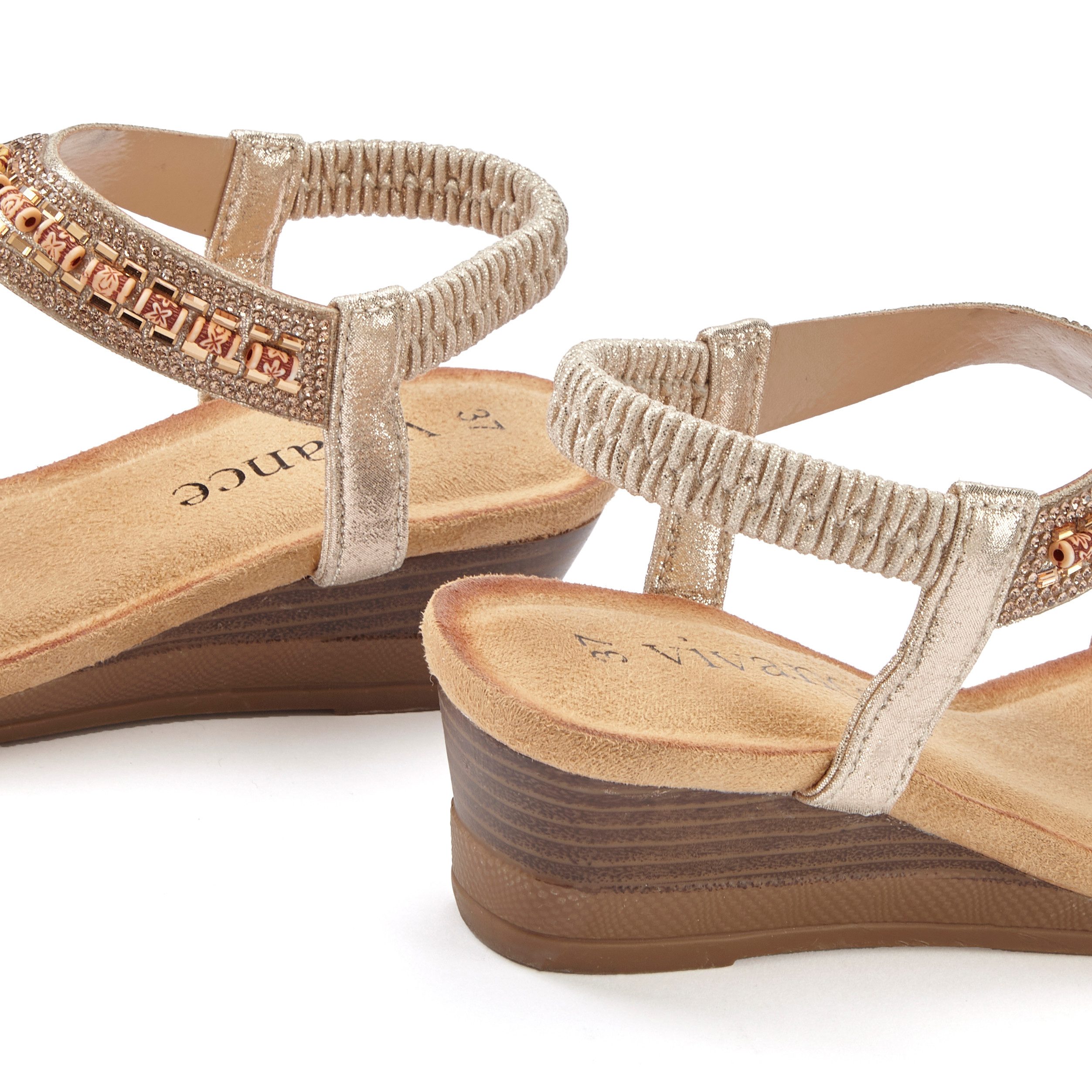 Vivance by Lascana Sommerschuh, offener Schuh, Sandale, Keilsandalette, Sandalette mit Glitzerdetails, Keilabsatz & elastischem Riemchen VEGAN – Bild 5 von 5