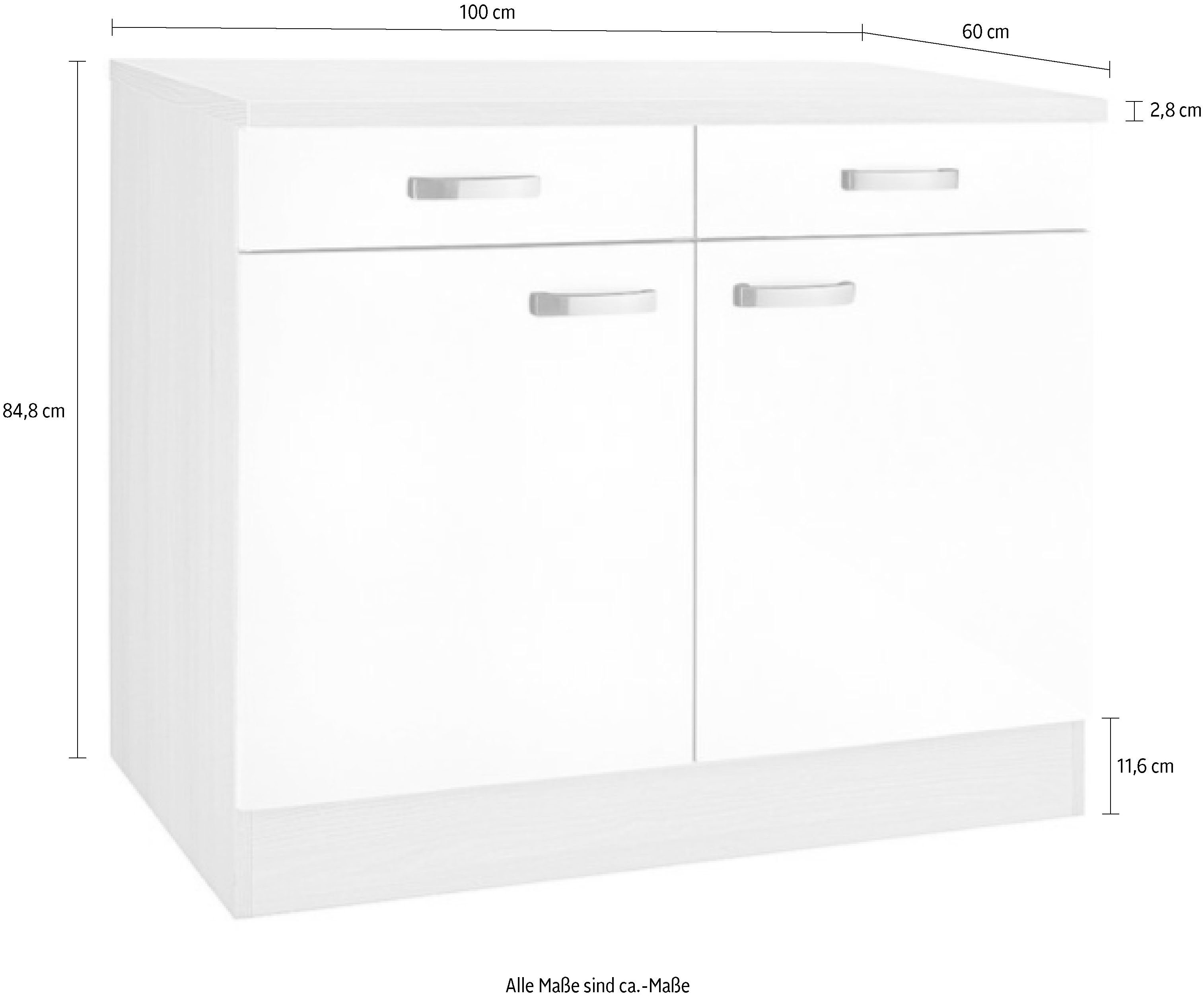 OPTIFIT Unterschrank Faro, mit Metallgriffen, Breite 100 cm