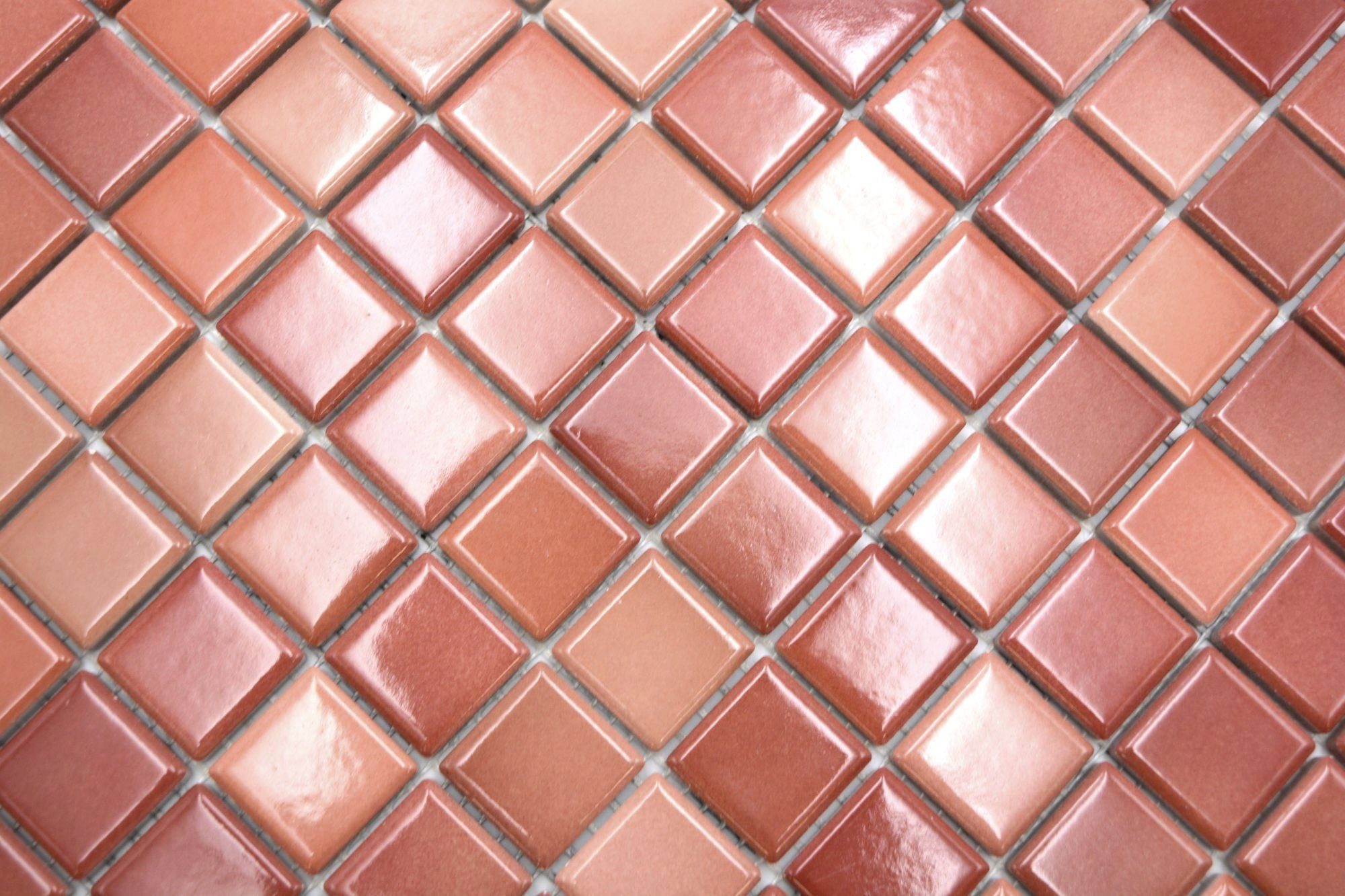 Mosani Mosaikfliesen Fresh Mosaik Keramik Steinzeug brick red mix glänzend Küche Bad