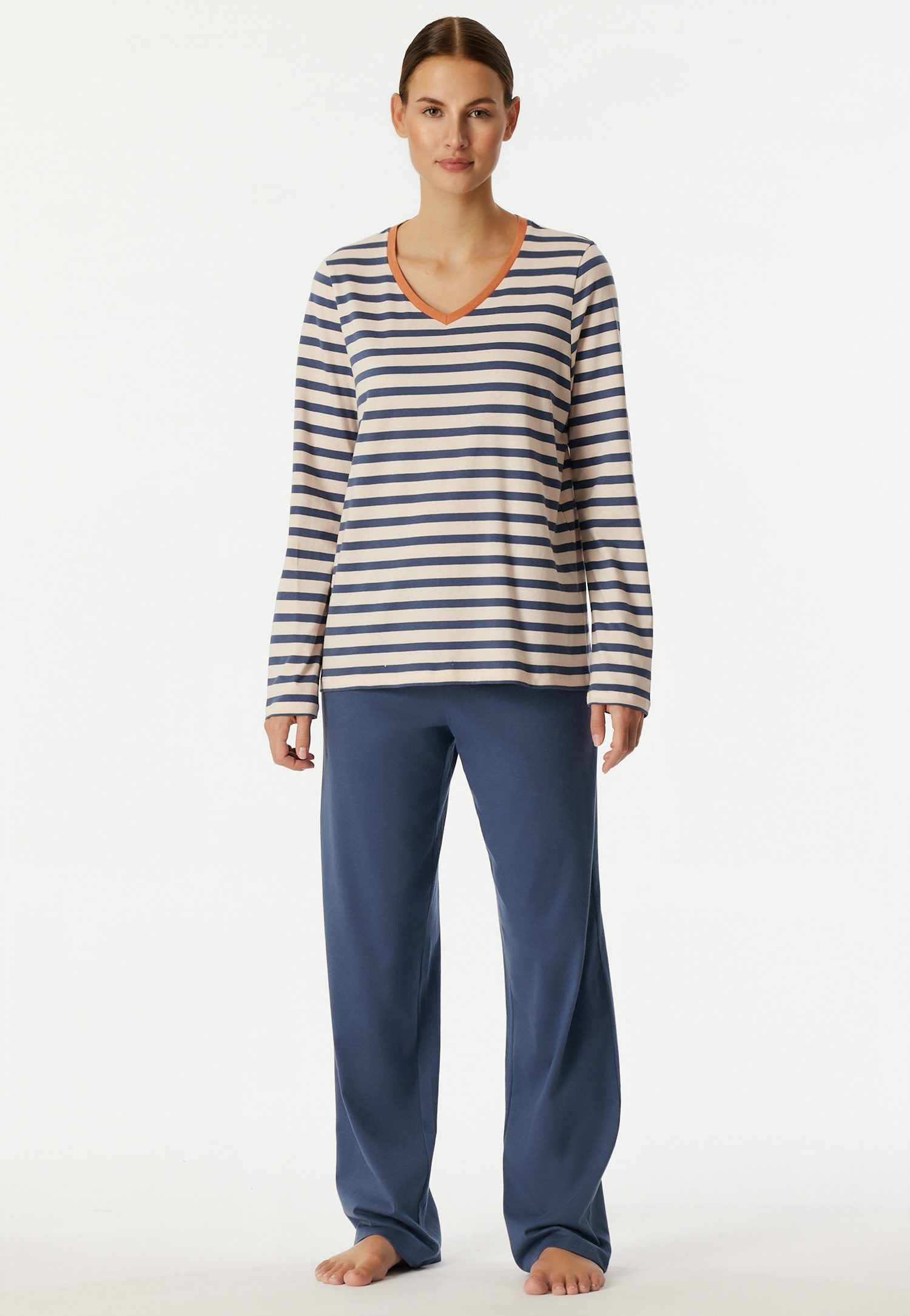 Schiesser Schlafanzug Casual Essentials (2 tlg) Baumwolle, V-Ausschnitt, la günstig online kaufen