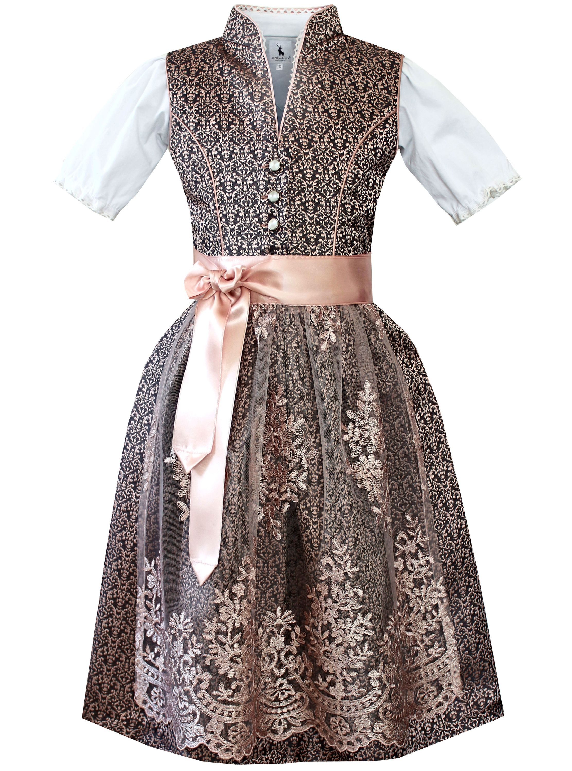 Dirndl Kinderdirndl Fenja in Schwarz und Rosa - ALM-K953