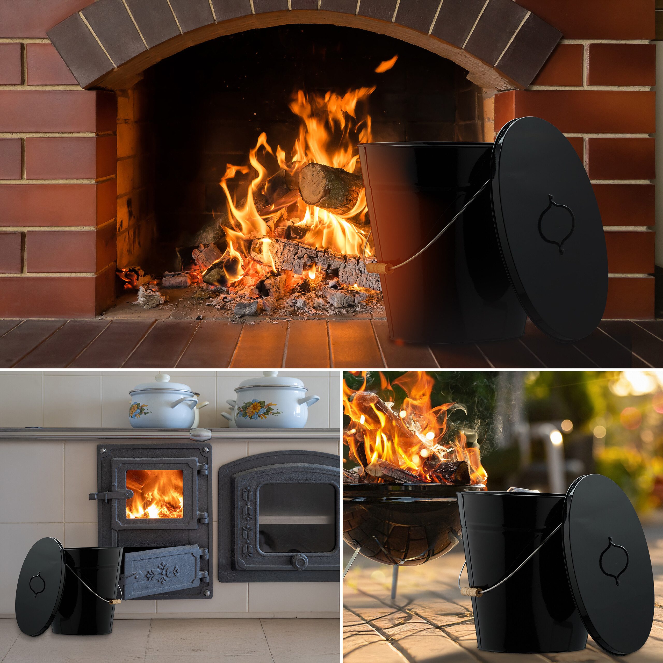 relaxdays Mülleimer Ascheeimer mit Deckel 18,5 Liter