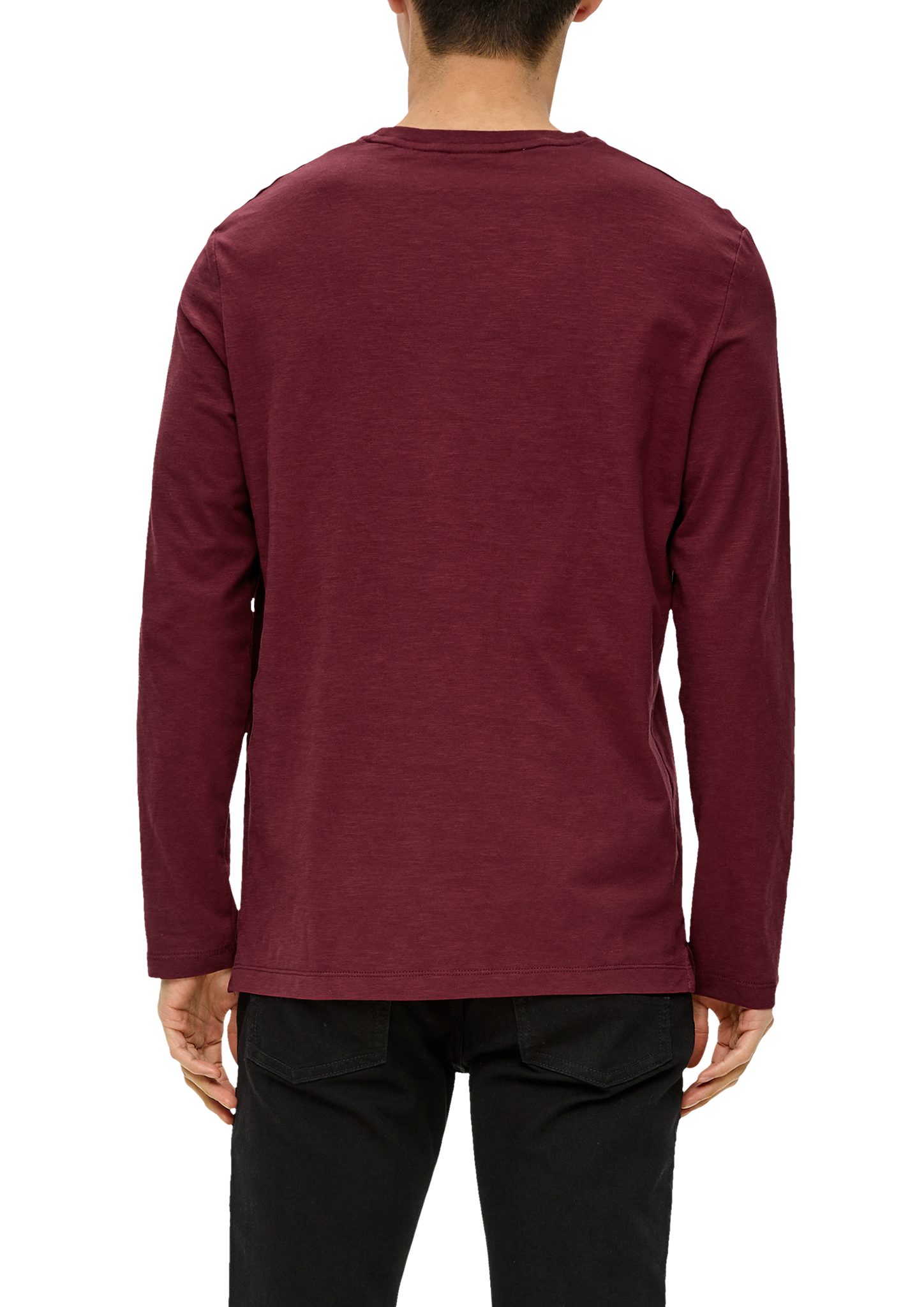 s.Oliver Langarmshirt Longsleeve mit Flammgarnstruktur bordeaux