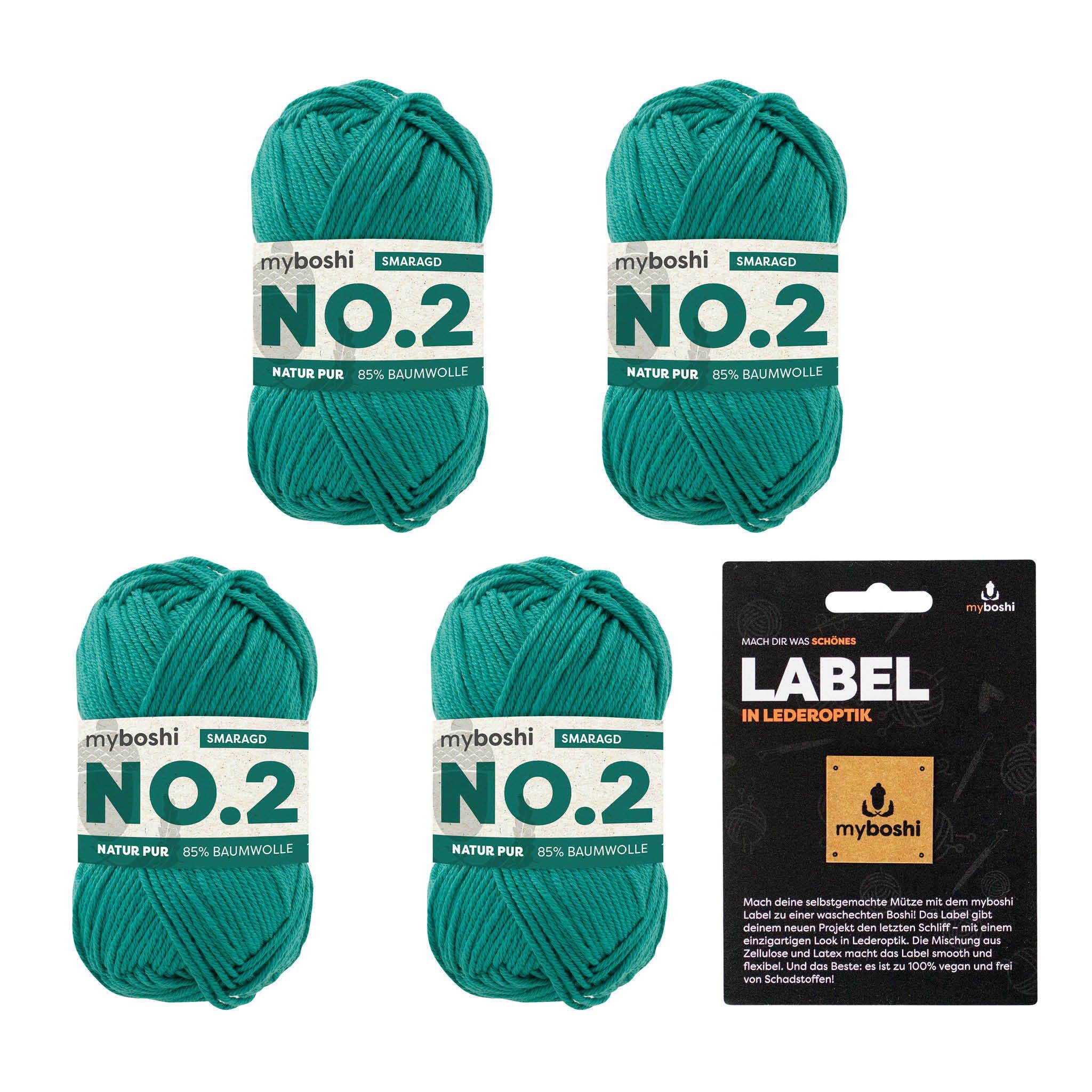 myboshi No.2 Wolle, Babywolle, mit Label Häkelwolle, 100 m (4-St., No.2 Wolle mit Label Original Babywolle), Uni