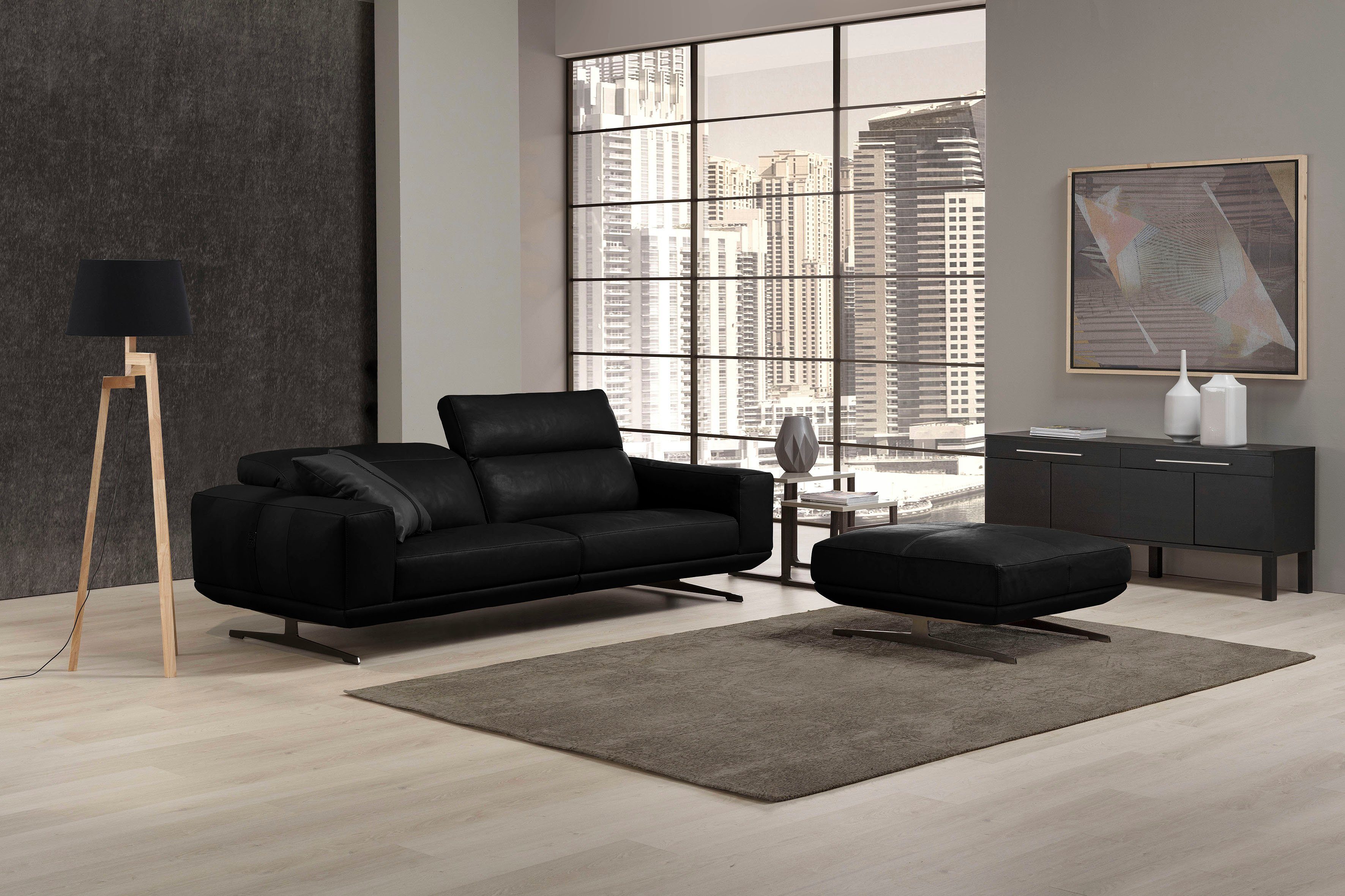 Egoitaliano 2,5-Sitzer Gloria, super bequem und hochwertige Verarbeitung, edles Design, beidseitig verstellbare Rückenelemente, mit Metallfüßen