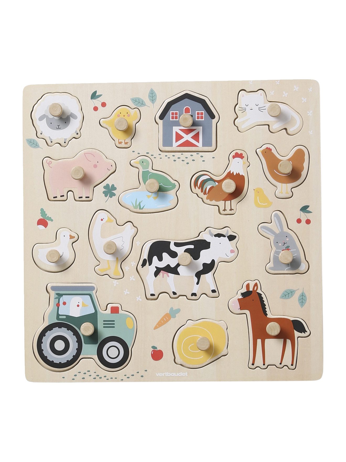 vertbaudet Puzzle Steckpuzzle LOVELY FARM, Holz FSC®, Puzzleteile