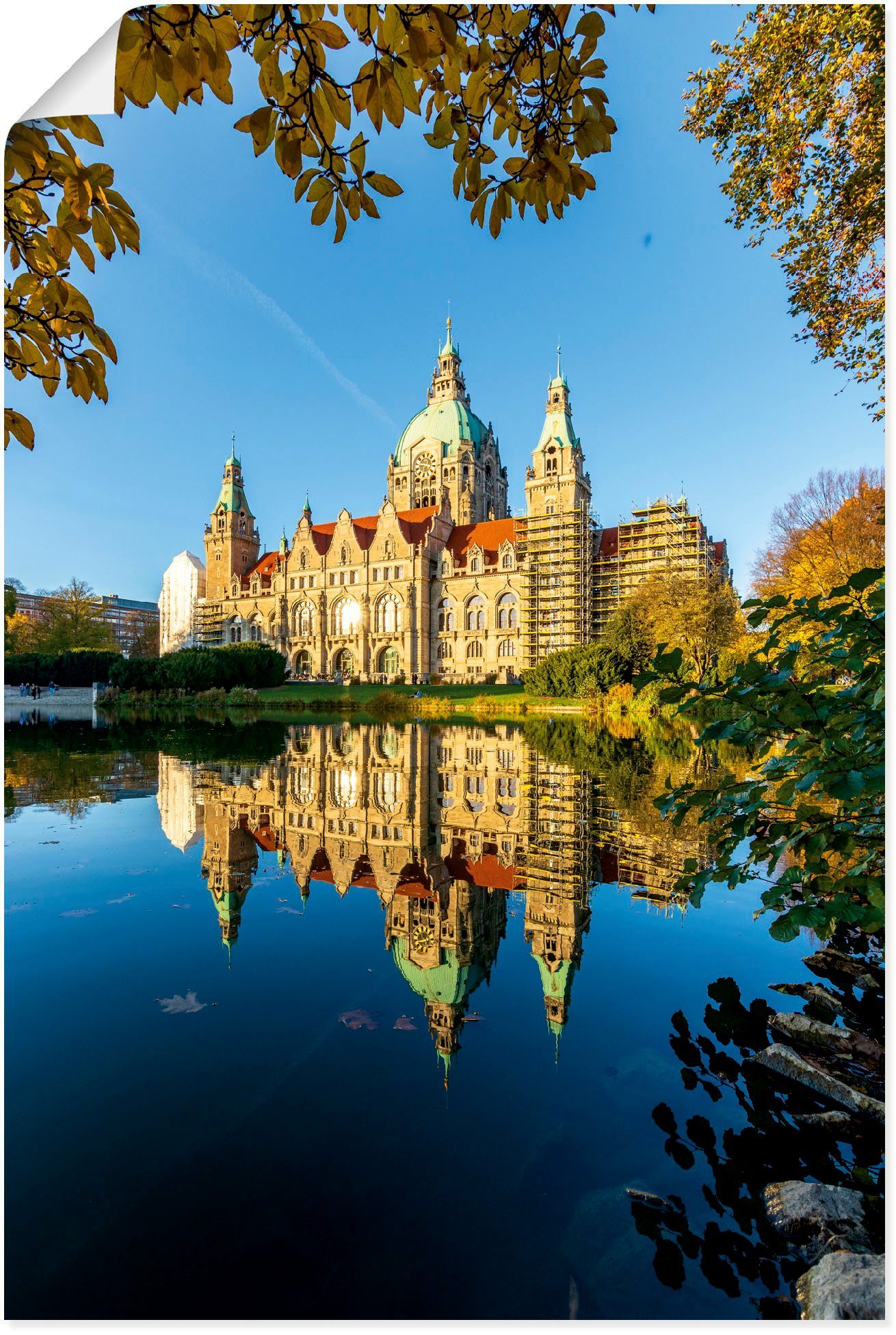 Ausverkauf und kostenloser Versand Rathauses in Spiegelung oder Wandbild Leinwandbild, Hannover als versch. Artland (1 Hannover, Alubild, des Poster St), Wandaufkleber in Größen