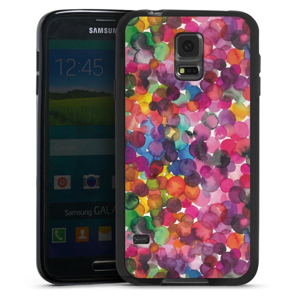 DeinDesign Handyhülle bunt Punkte Wasserfarbe Overlapped Watercolor Dots, Samsung Galaxy S5 Silikon Hülle Bumper Case Handy Schutzhülle