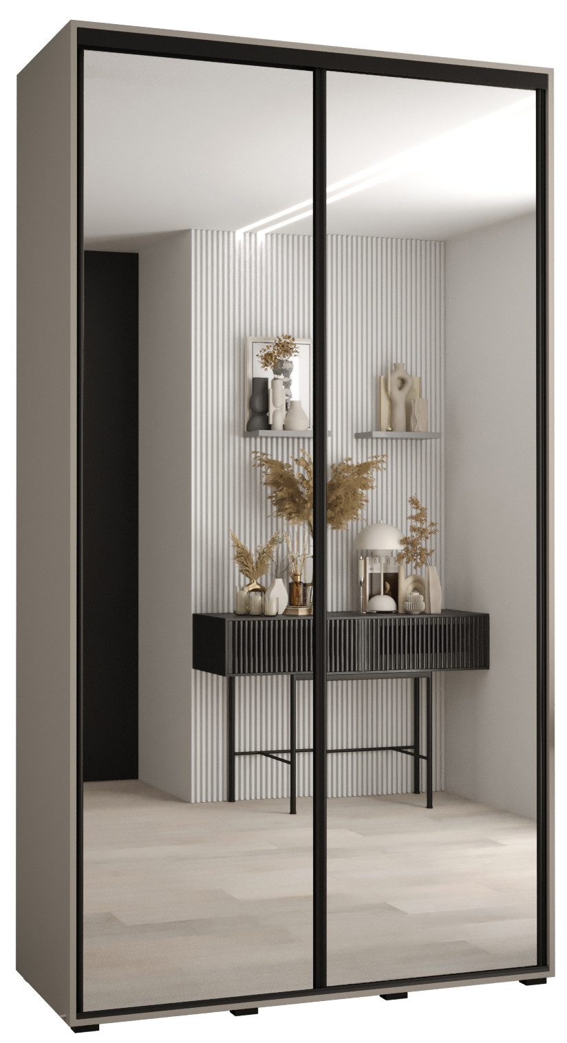 ABIKS MÖBEL Schwebetürenschrank Dakota 2 Schlafzimmerschrank mit Spiegel, Kleiderstange und Regalen