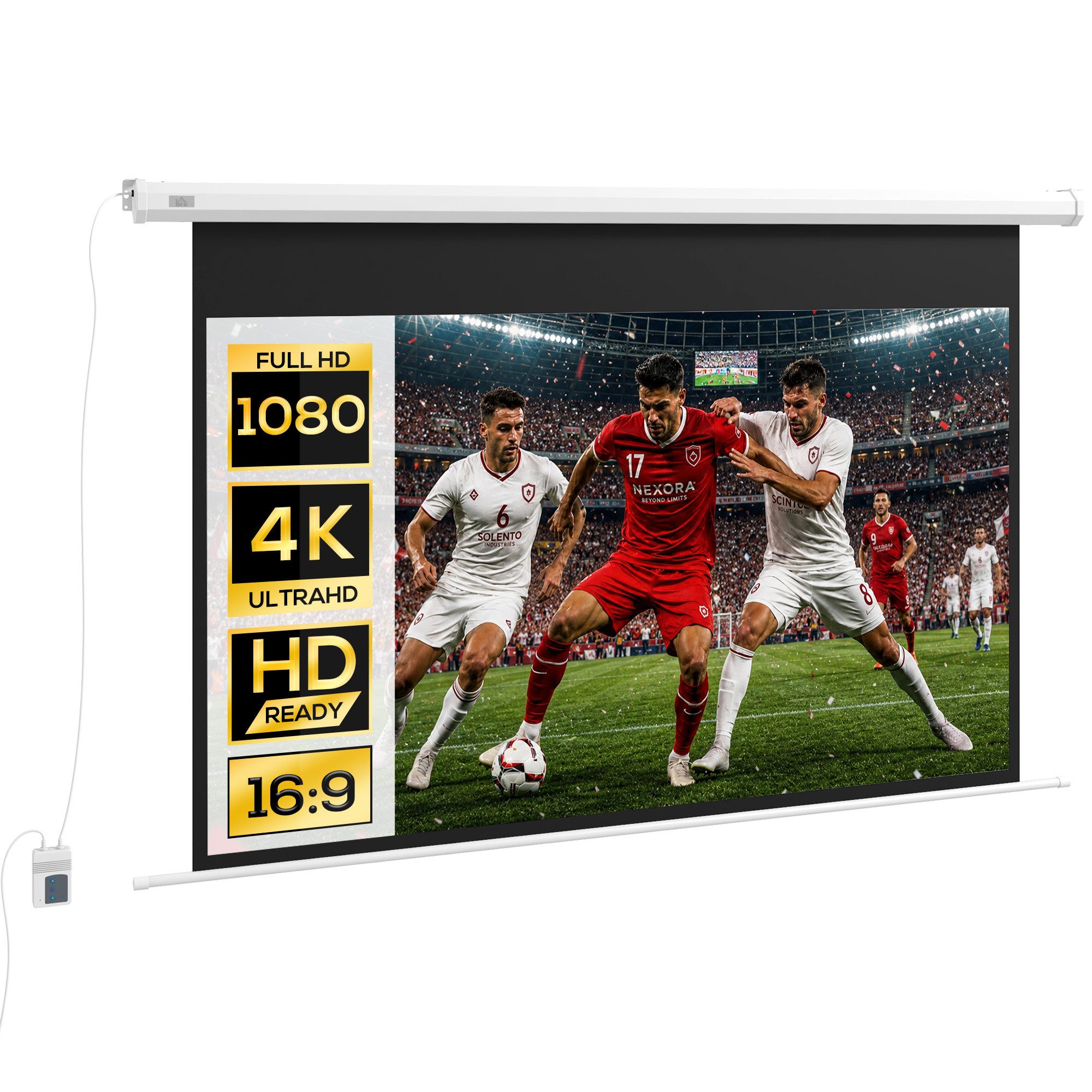 HOMCOM Leinwand Beamer Leinwand 186 x 105 cm 84 Zoll 16:9 HD 4K, für Heimkino oder Büro-Präsentationen