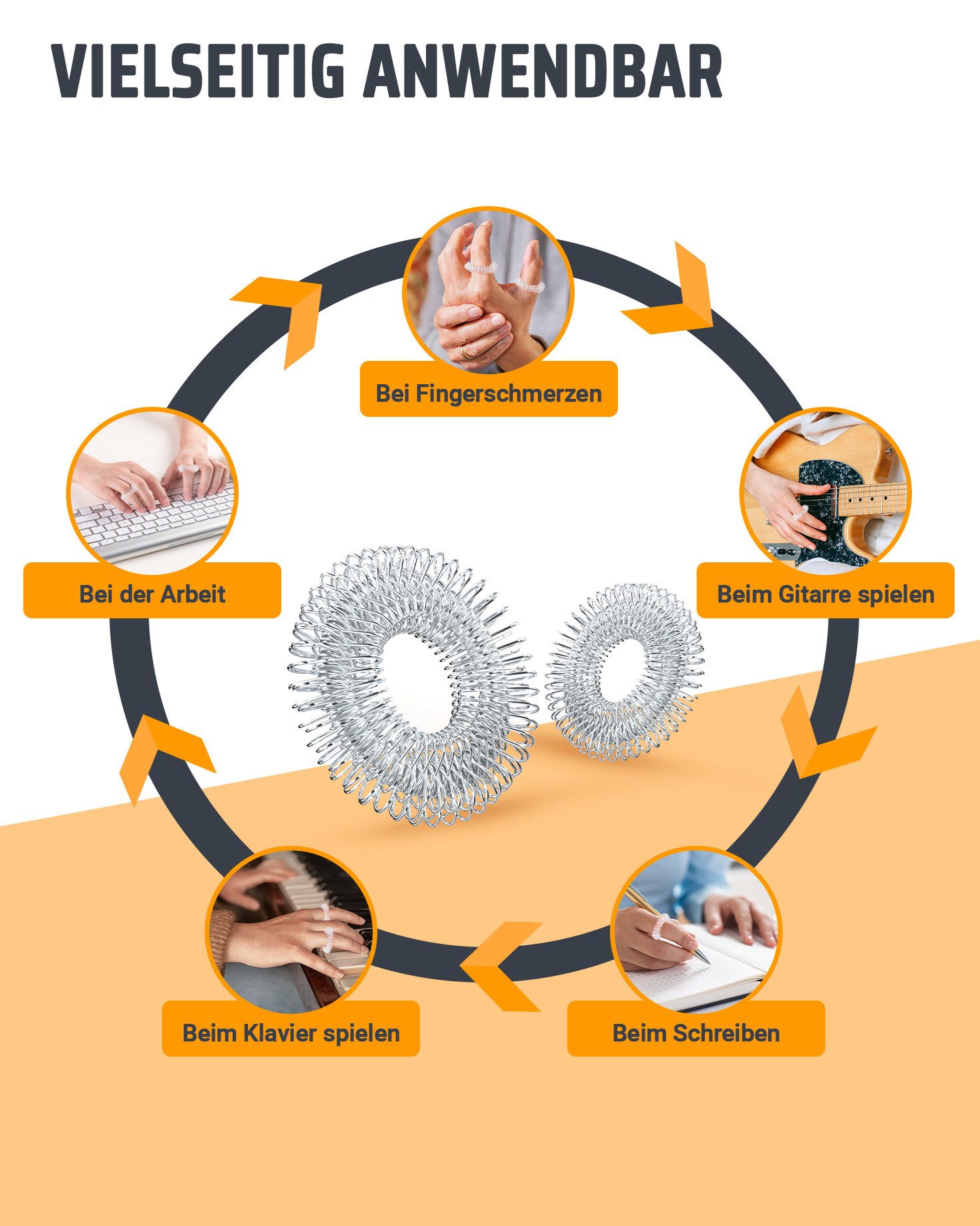 NEOLYMP Shiatsu-Akupressurgerät Akupressur Ring 10er Set - Anti Stress Fingermassageringe - Edelstahl, Akupressur Ring im 10er Set, Skills Set für Panikattacken & ADHS Hilfsmittel- fördert Durchblutung, Skills Set - Elastischer Stress Ring für dein Wohlbefinden