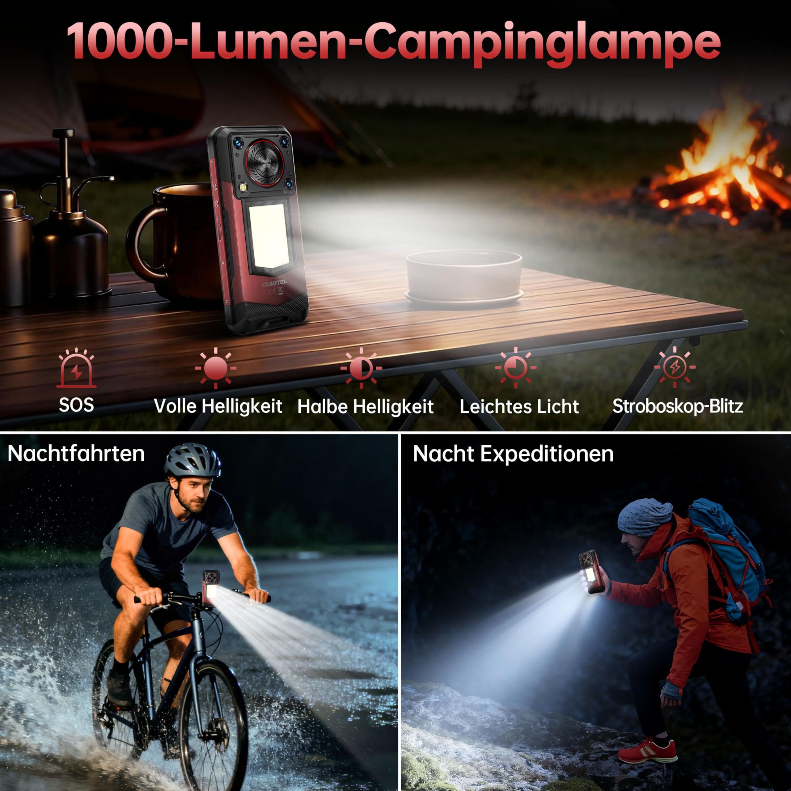 OUKITEL WP56 5G Outdoor Smartphone (17,27 cm/6.8 Zoll, 256 GB Speicherplatz, 108 MP Kamera, 16000mAh, IP68 Wasserdicht Baustellenhandy, Android 15, NFC, OTG, GPS)