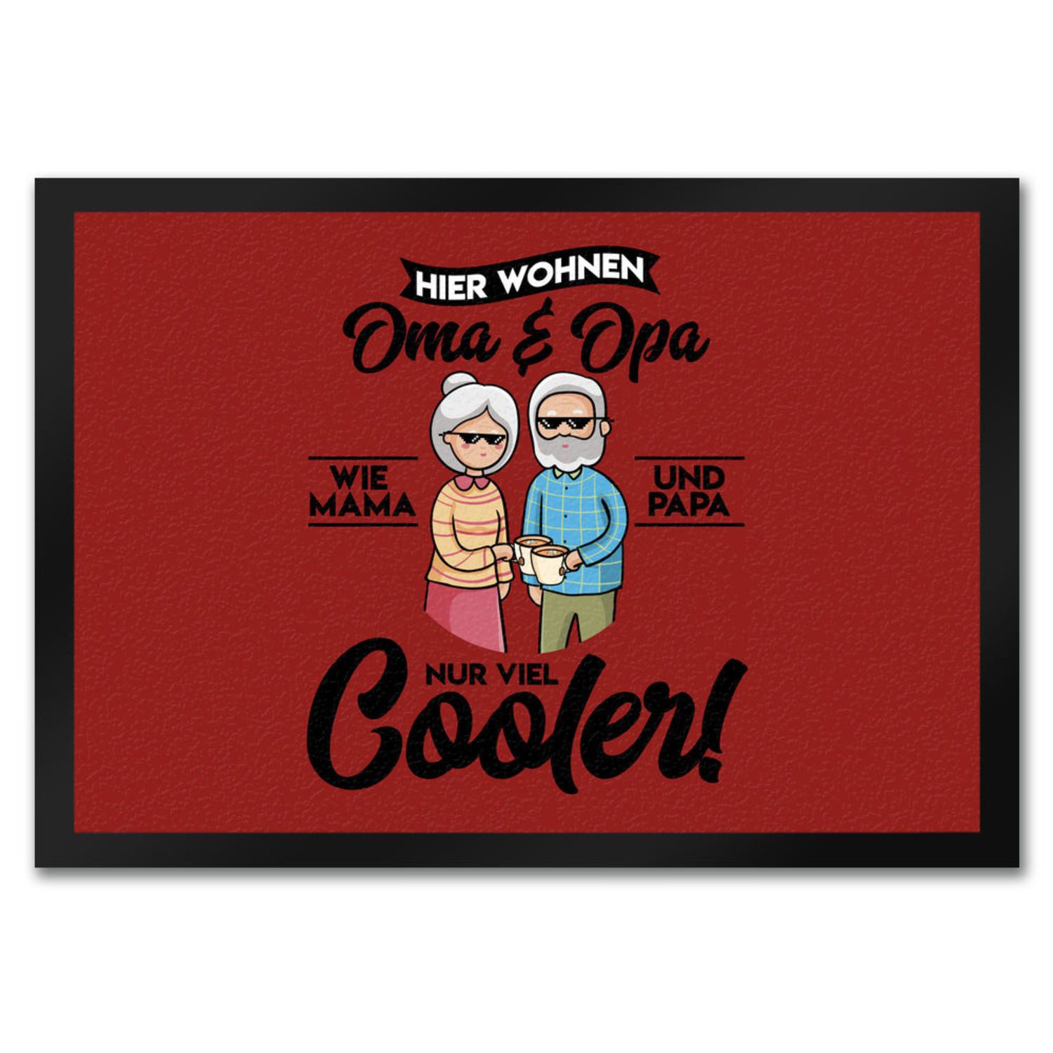 Fußmatte Hier wohnen Oma & Opa Fußmatte in 35x50 cm in rot für deine Großeltern
