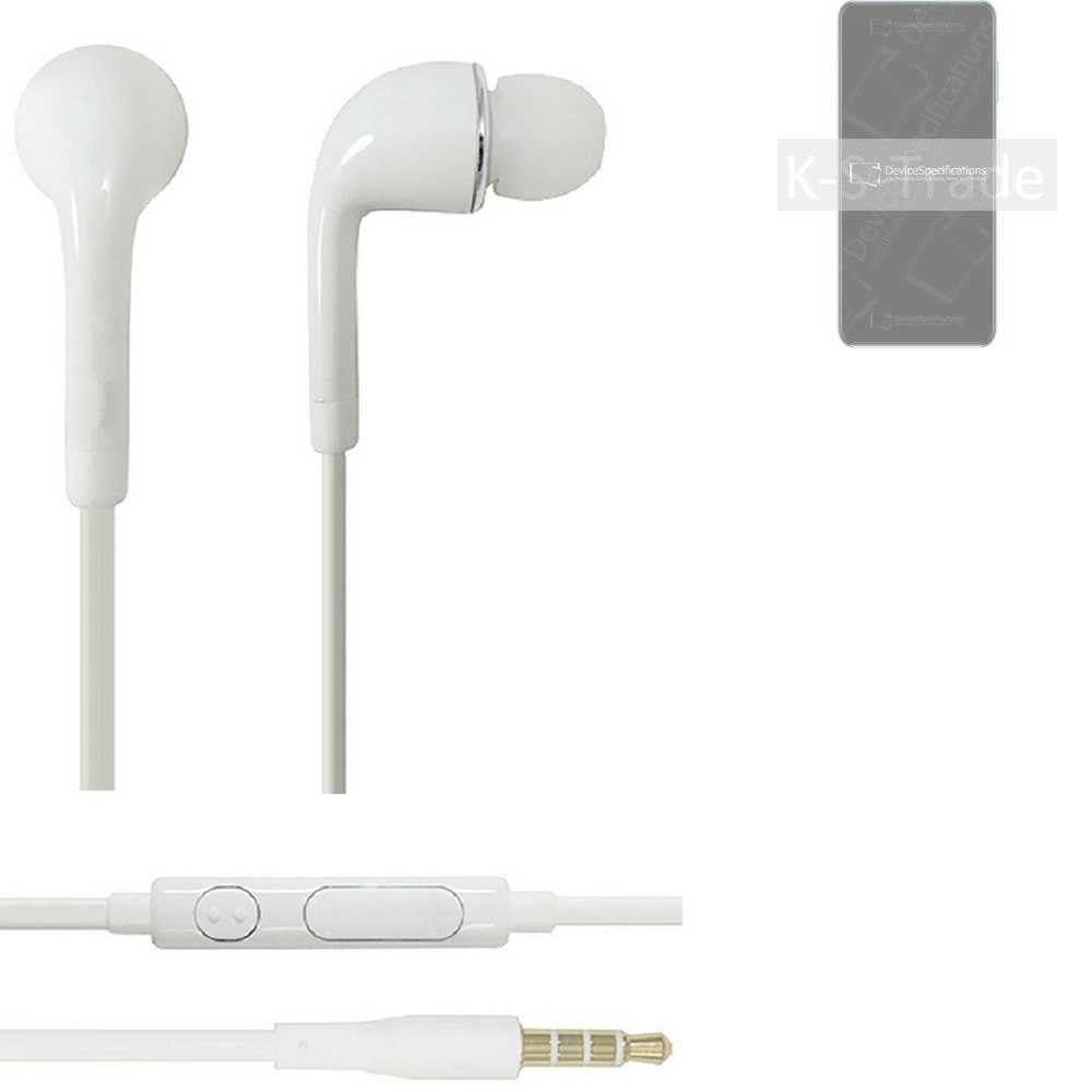 K-S-Trade für ZTE Blade V40 Vita In-Ear-Kopfhörer (Kopfhörer Headset mit Mikrofon u Lautstärkeregler weiß 3,5mm)