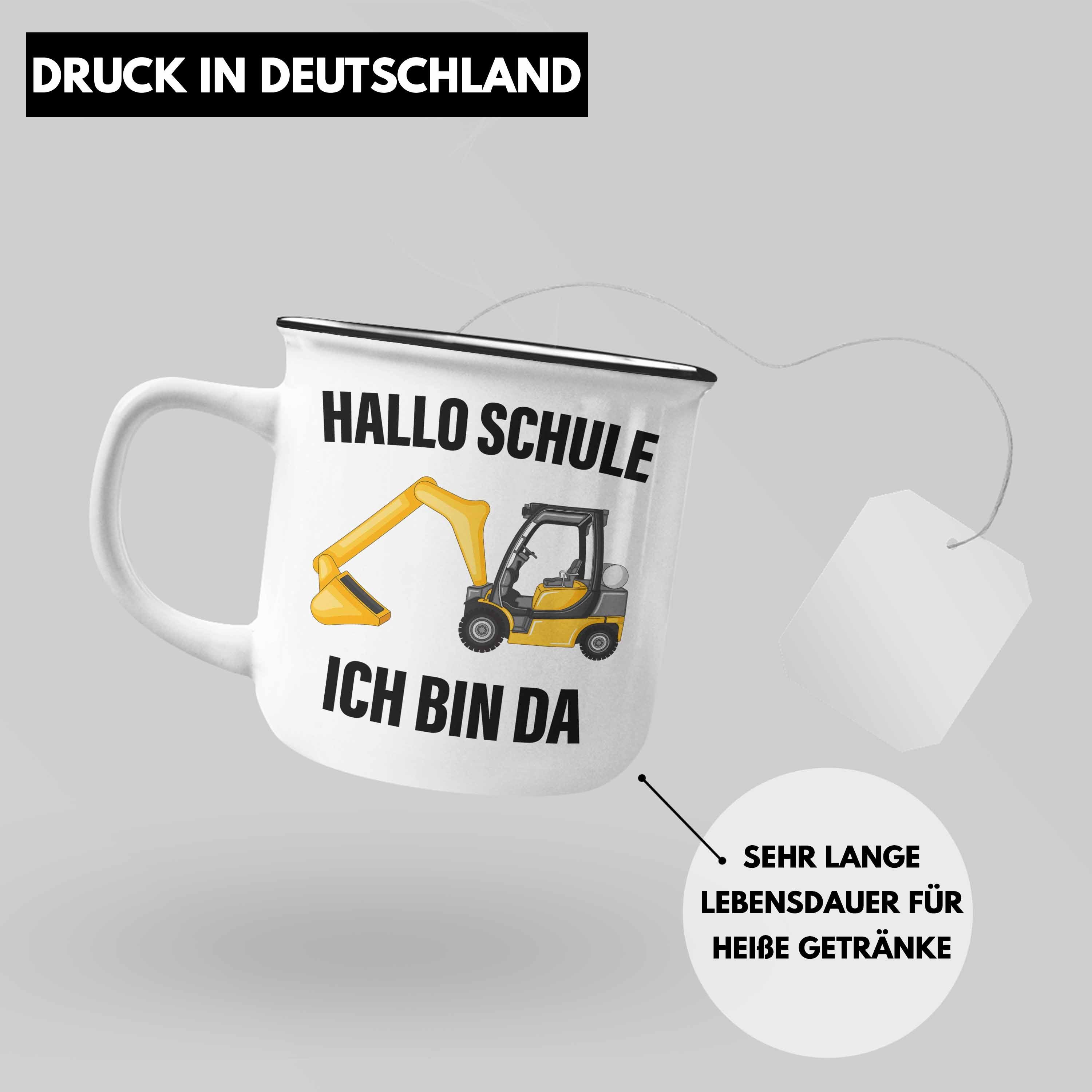 Einschulung Schulanfang Trendation Thermotasse Schulkind Schultag für Füllung Tasse Schulstart Silber Geschenkidee 1. Junge Jungs - Geschenk Schuleinführung Schultüte Trendation Emaille