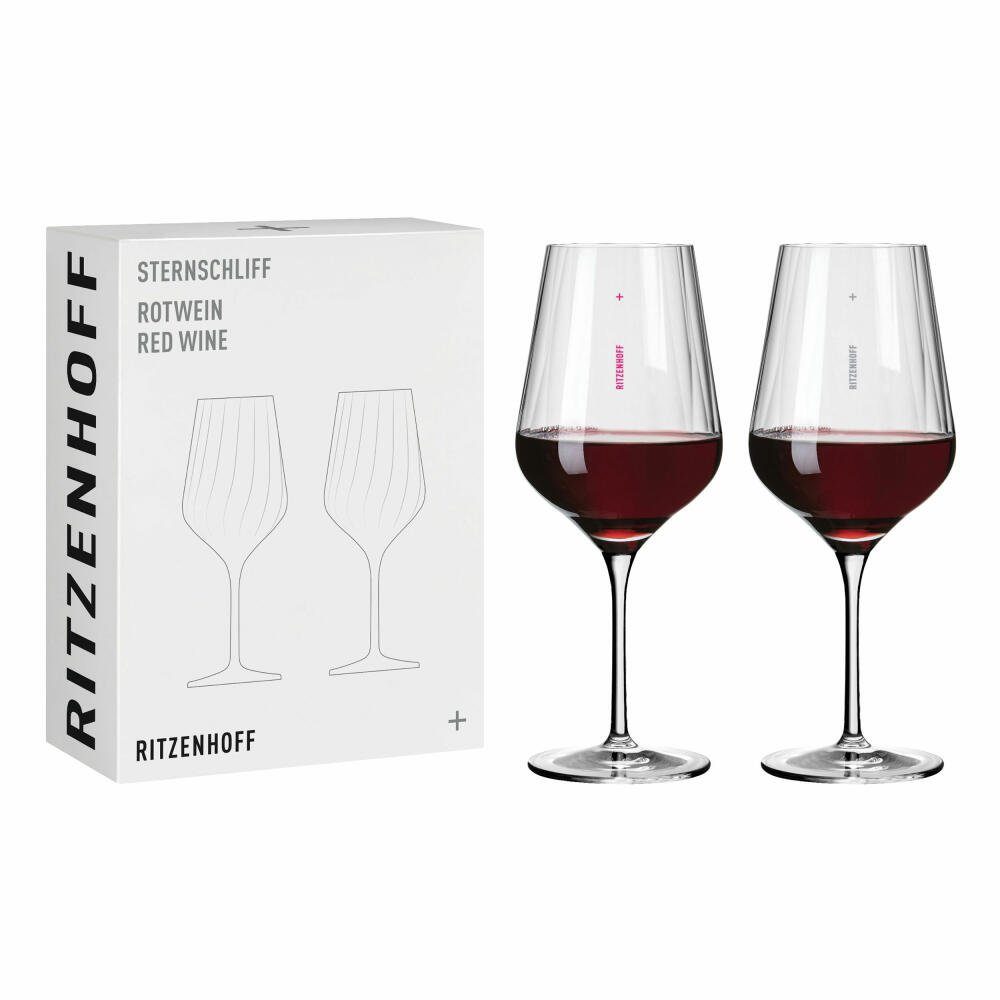 Ritzenhoff Rotweinglas Sternschliff Rotwein 2er-Set 001, Kristallglas, Made in Germany