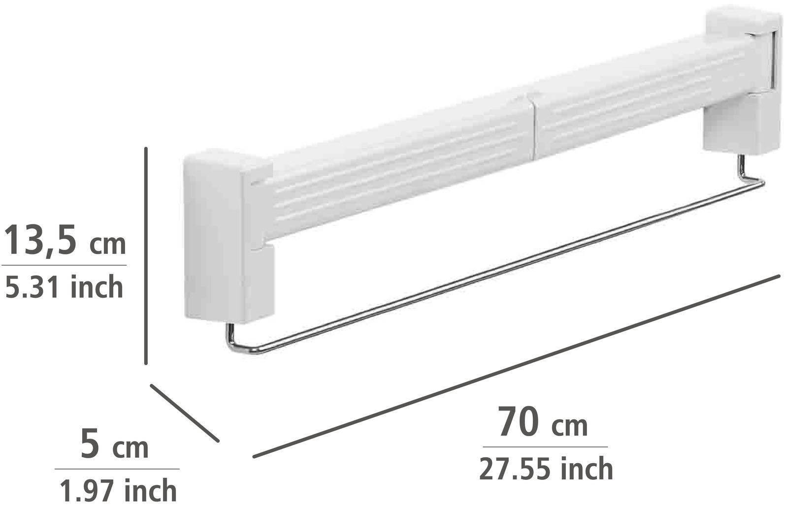 WENKO Balkonwäschetrockner Modell Butterfly, Wäschetrockner zur Wandmontage, 3,5 m Trockenlänge, mit Handtuchstange