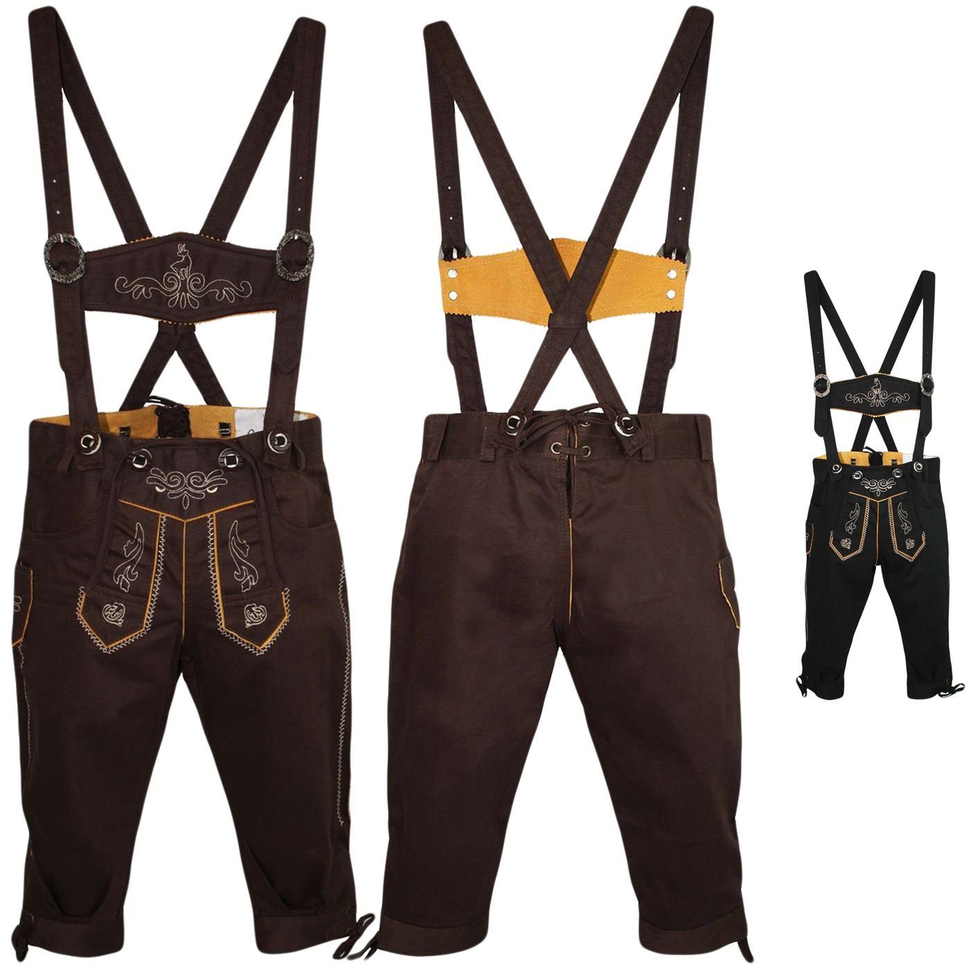 German Wear Trachtenhose GW901-Textil Kinder Trachen Jeanshose mit Hosenträgern Dunkelbraun