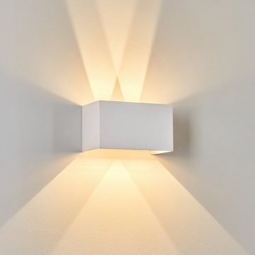 hofstein Außen-Wandleuchte Wandlampe aus Metall in Weiß, LED fest integriert, 3000 Kelvin, Wandleuchte Up&Down Effekt, Außenleuchte, LED 12 Watt, 700 Lumen, IP54