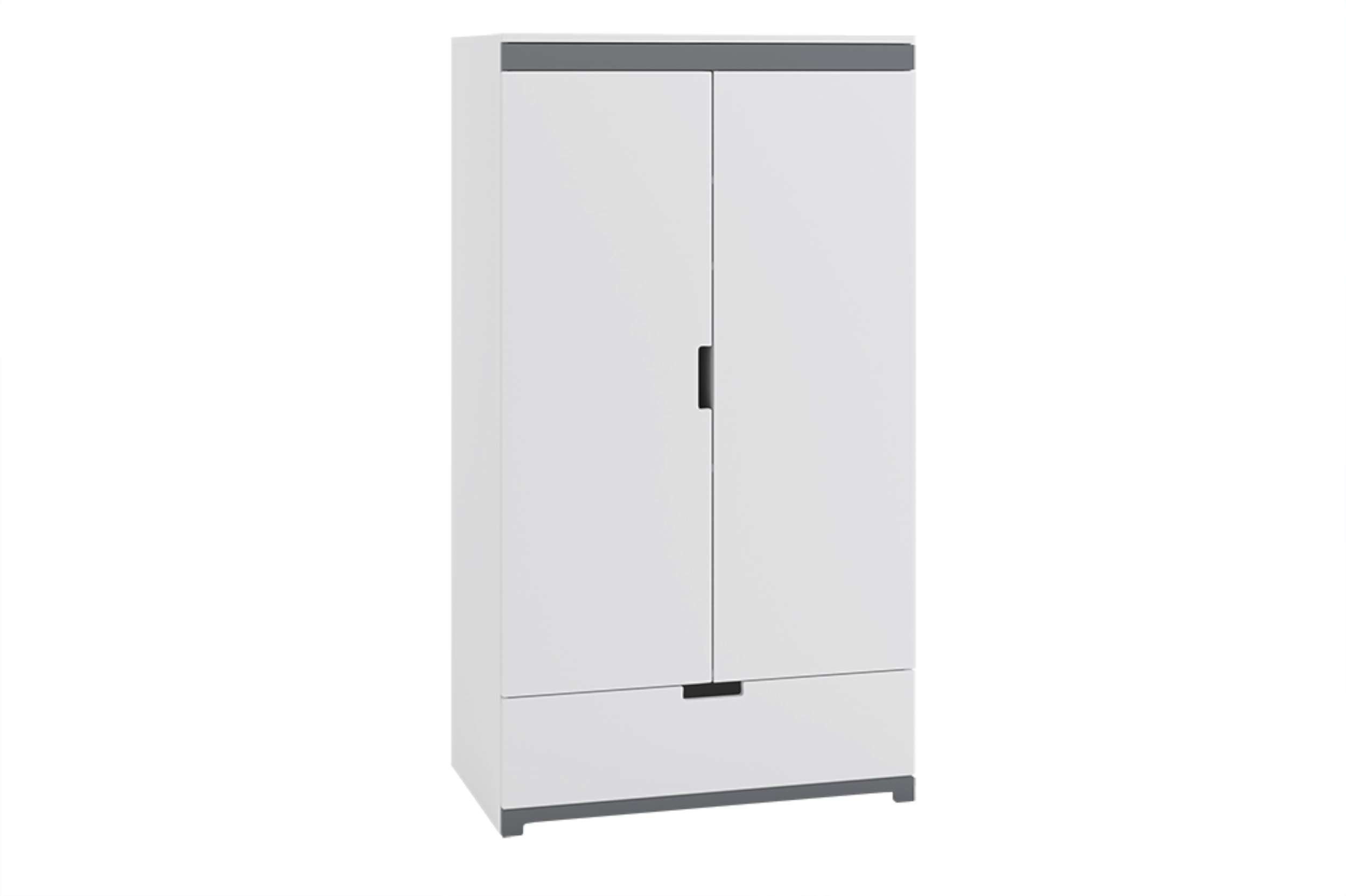 Stylefy Kinderkleiderschrank Elsa Weiß (Standschrank, Kinderschrank) 2-türig, mit viel Stauraum, aus Holzwerkstoff, mit Schublade, Design Modern, made in Europa, für Kinder