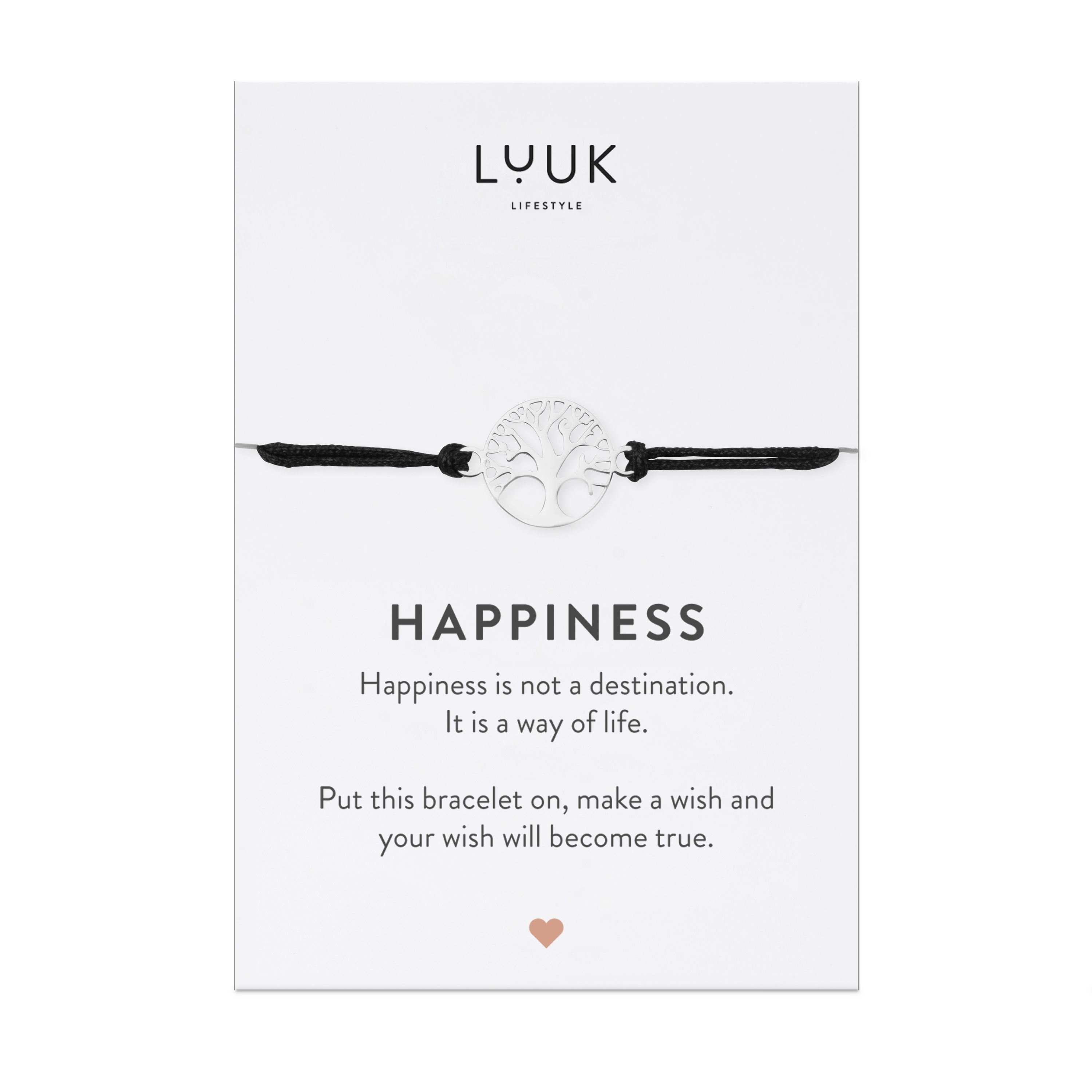 LUUK LIFESTYLE Freundschaftsarmband Lebensbaum, handmade, mit Happiness Spruchkarte