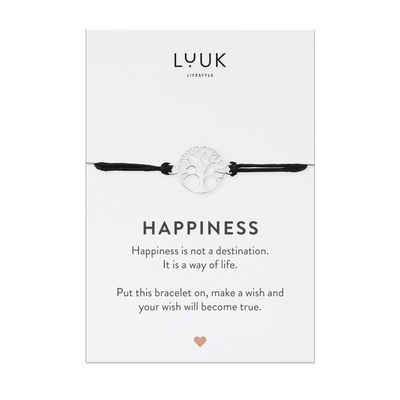 LUUK LIFESTYLE Freundschaftsarmband Lebensbaum, handmade, mit Happiness Spruchkarte