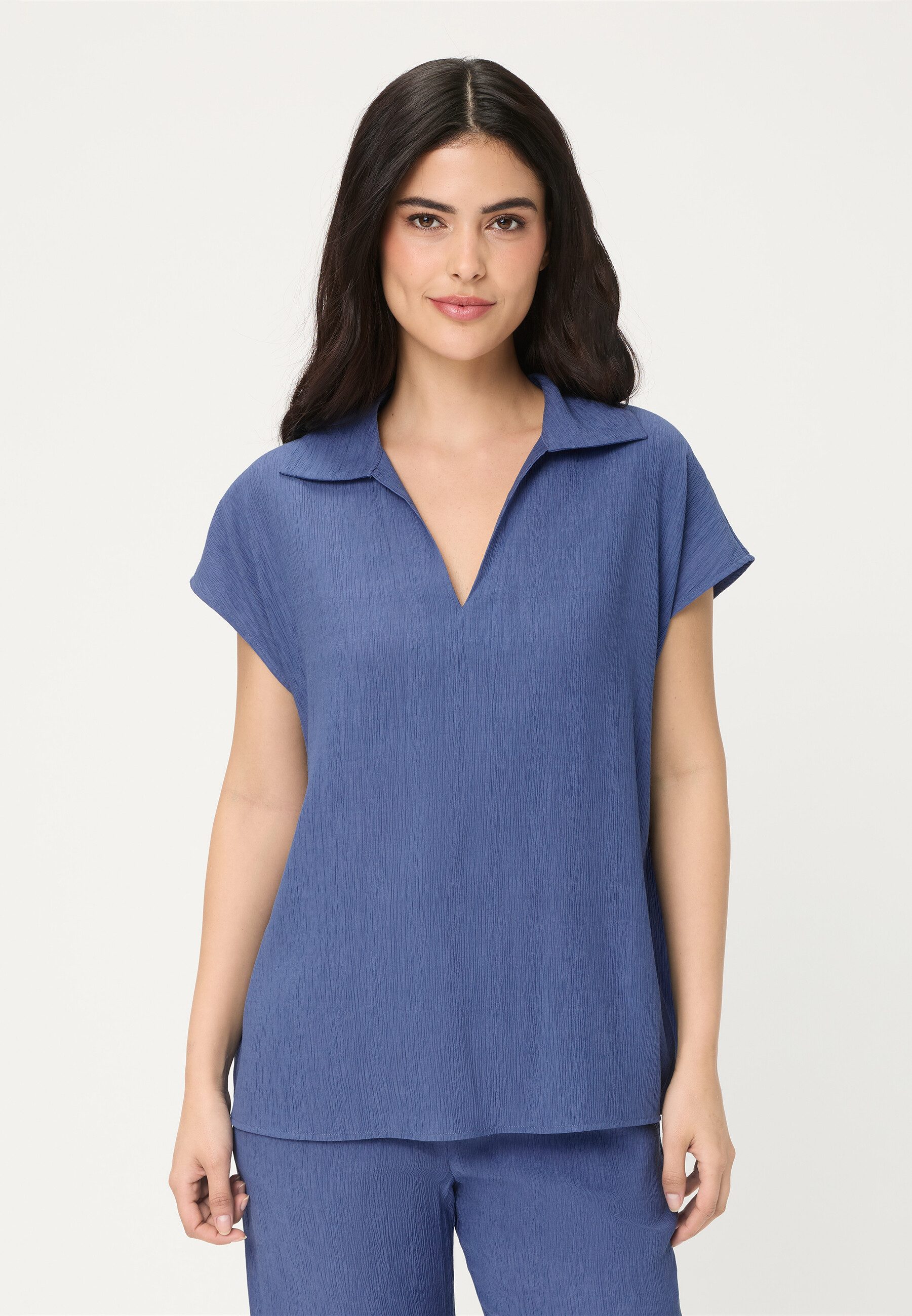 Olsen Hemdbluse Bluse mit Hemdkragen und Kimonoärmeln