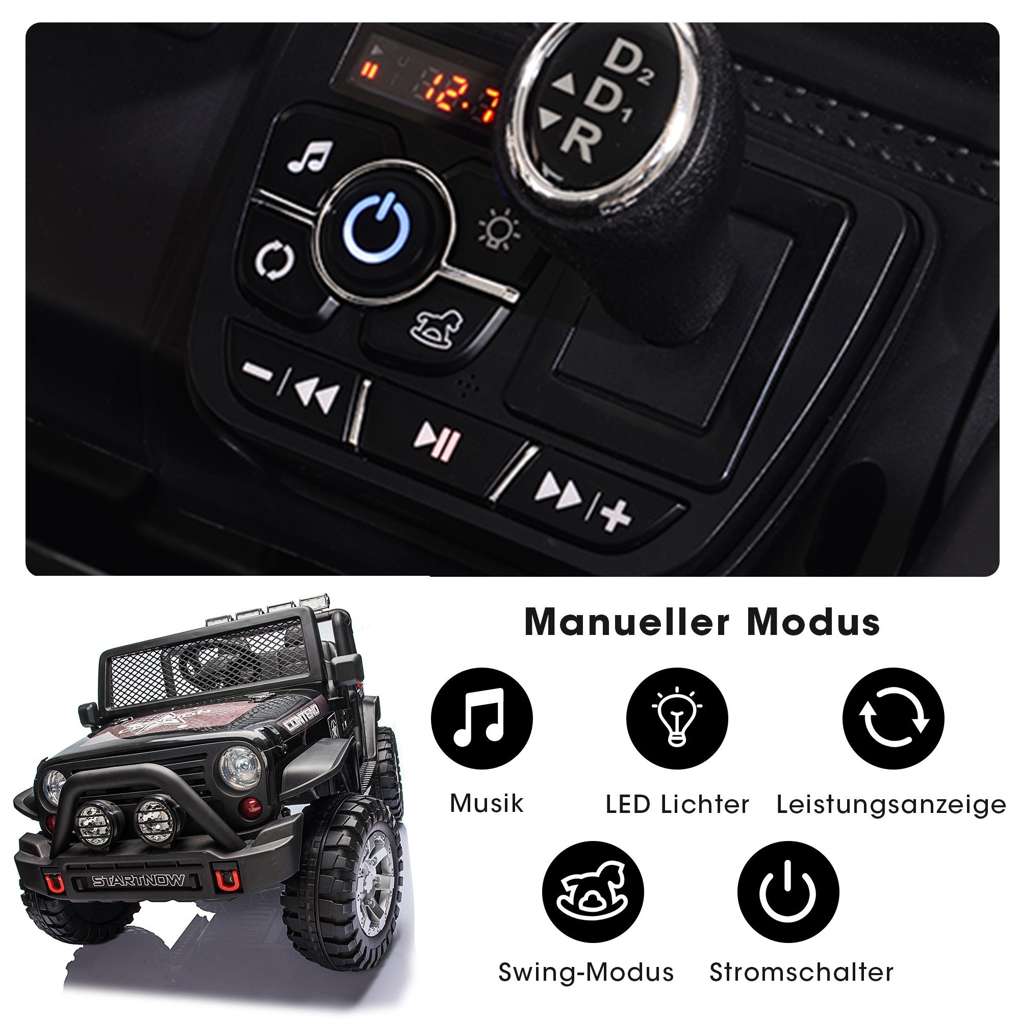 Elektro-Kinderauto, Belastbarkeit 50,00 kg, Kinder Elektroauto mit USB, AUX und Bluetooth inkl. Ferndienung, 2x45W