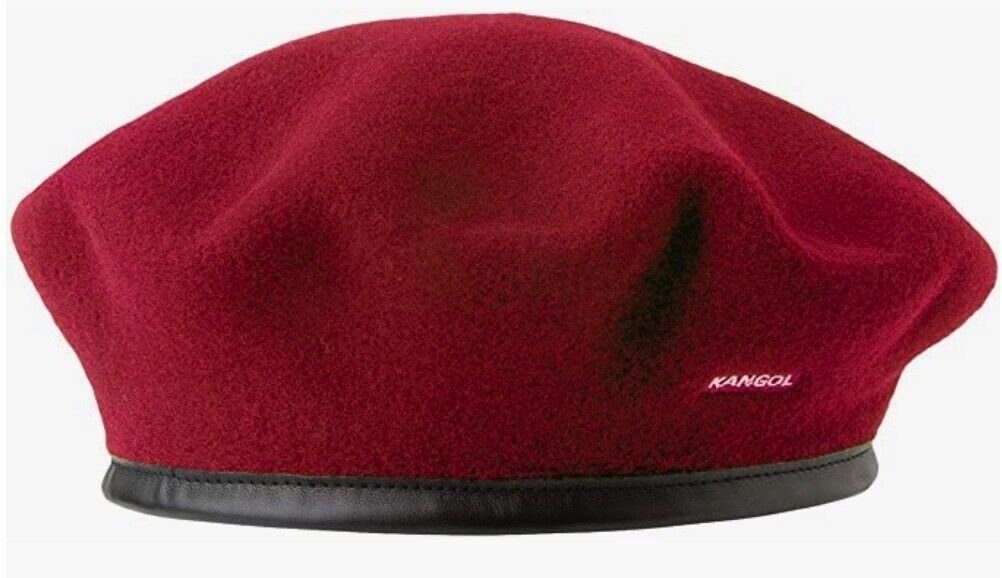 Kangol Baskenmütze Monty Beret mit Leder-Einfass