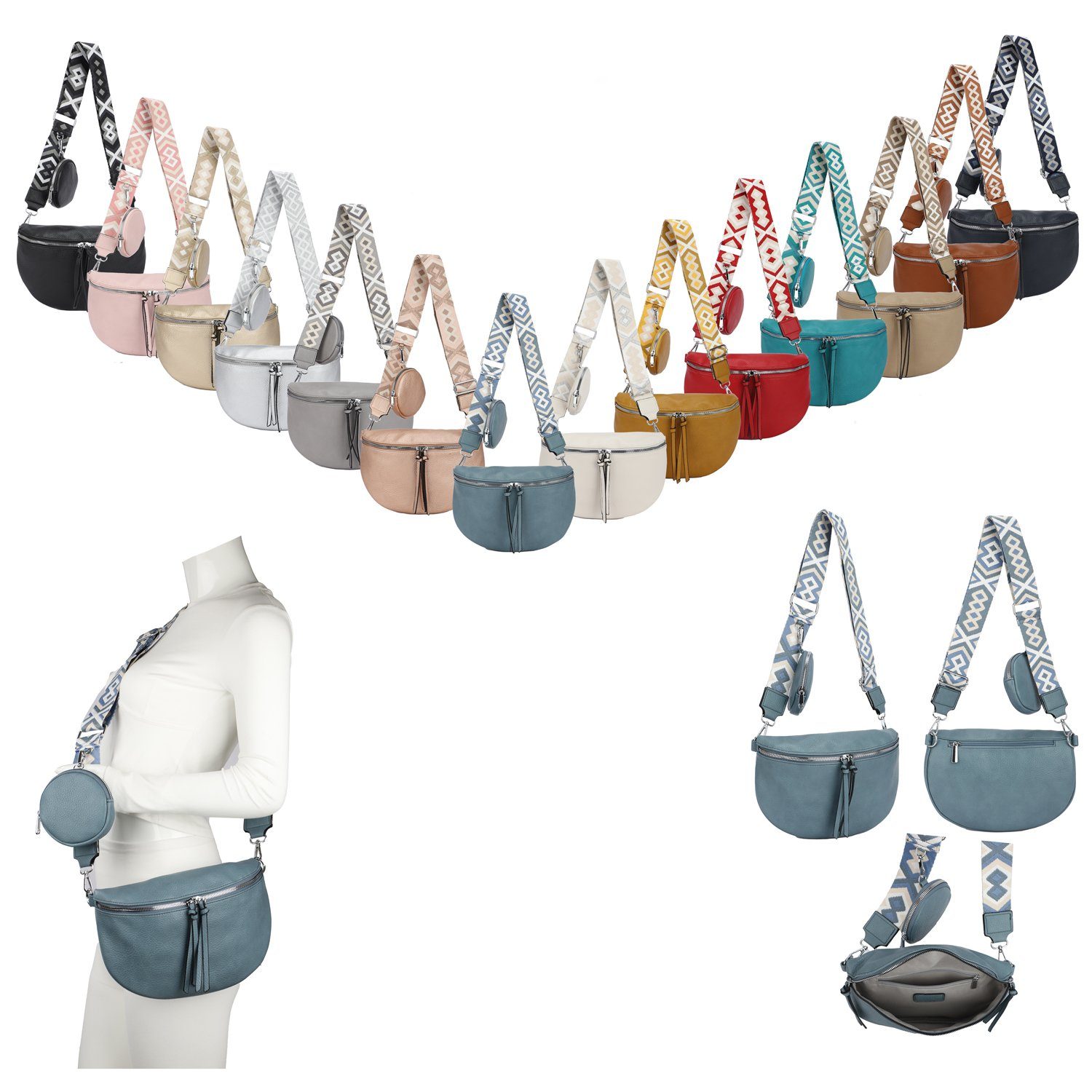 ITALYSHOP24 Bauchtasche Damen Gürteltasche Hüfttasche CrossBody günstig online kaufen