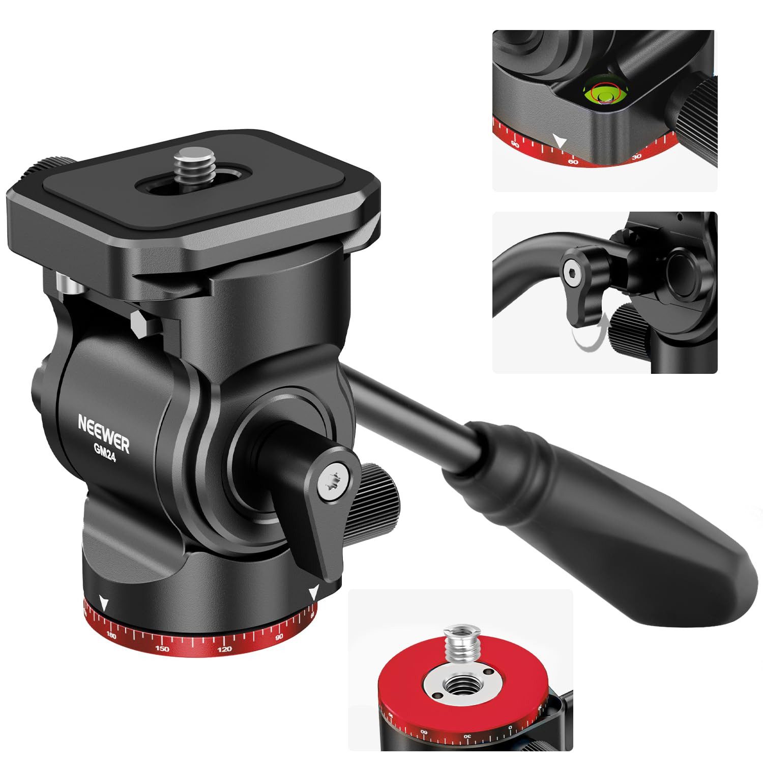 Neewer Fluid-Video-Neiger GM24 Stativ Fluidkopf mit Arca Platte für DSLR Kameras, max. 3kg