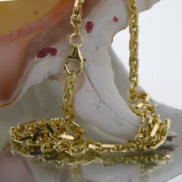 HOPLO Goldkette Ankerkette diamantiert Länge 45cm - Breite 3,0mm - 585-14 Karat Gold, Made in Germany