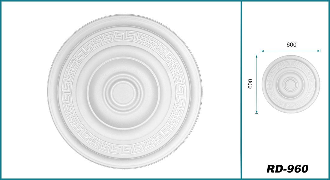 Hexim Wanddekoobjekt Antik 60cm (HEXIM Stuckrosette aus EPS Styropor weiß - günstig online kaufen