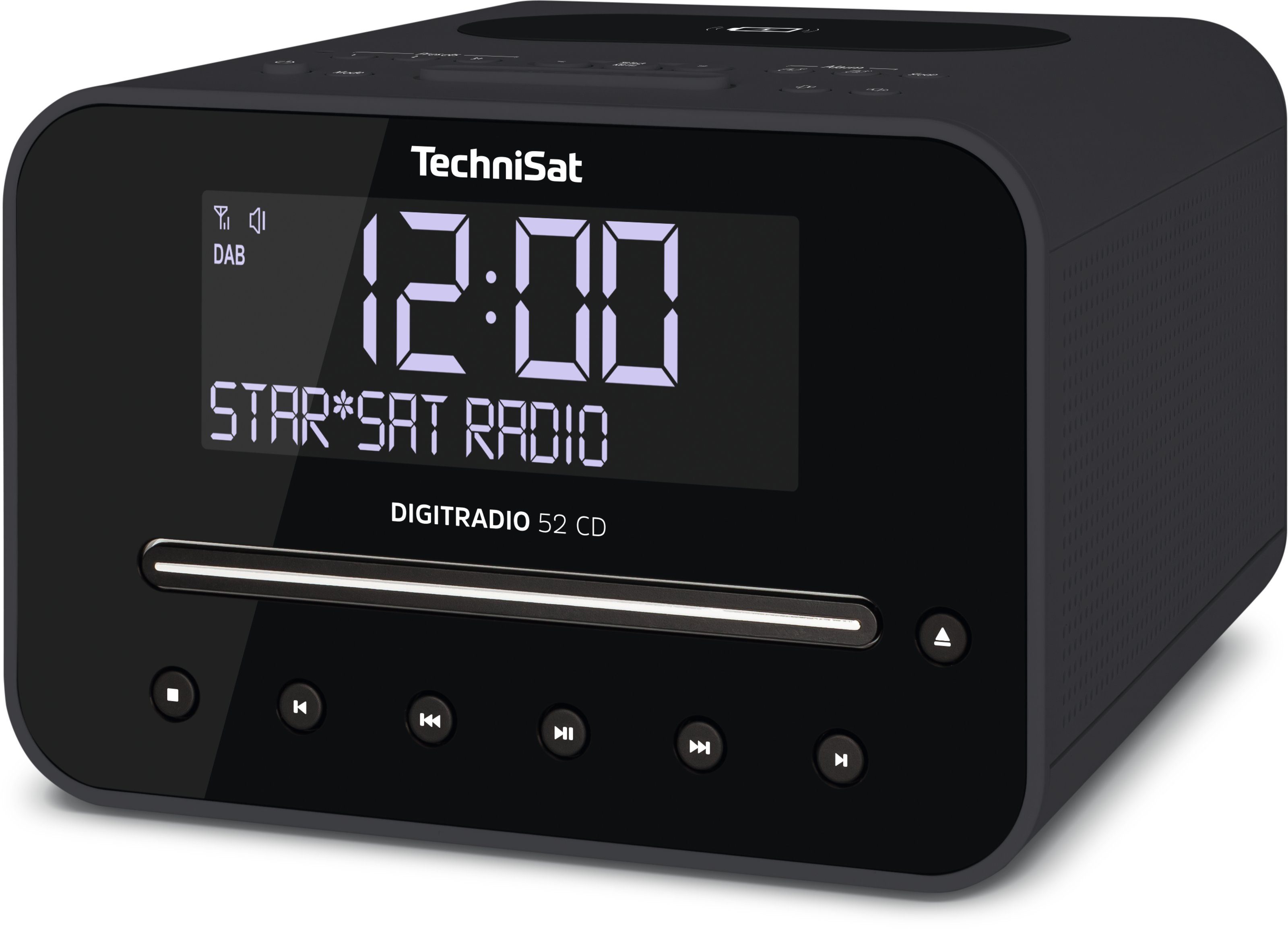 52 TechniSat Radiowecker Wireless Charging DAB+/UKW, CD schwarz Bluetooth, DIGITRADIO CD-Player,