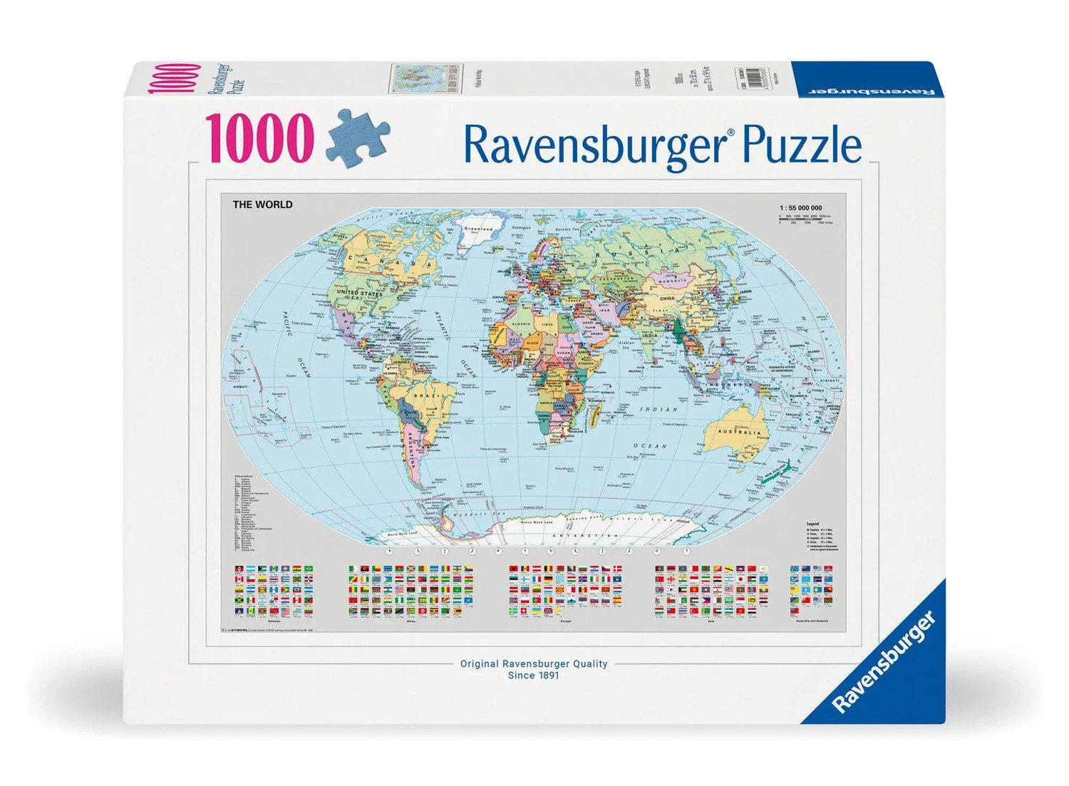 Ravensburger Puzzle Erwachsenenpuzzle 1000 Teile - Politische Weltkarte, 10 günstig online kaufen