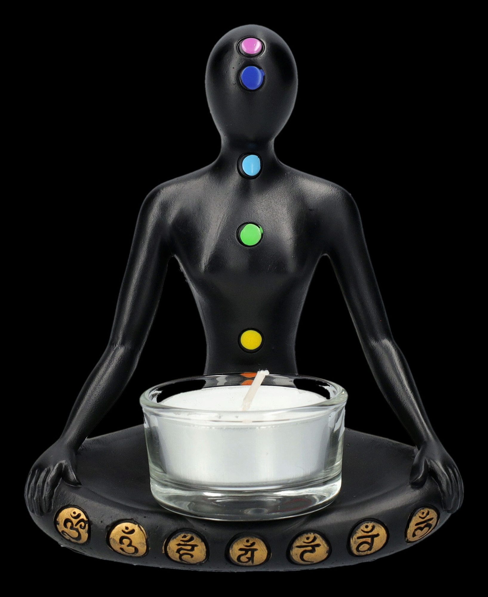 Figuren Shop GmbH Teelichthalter Teelichthalter - Chakra Yoga - Kerzenhalter Teelicht-Halter magische D