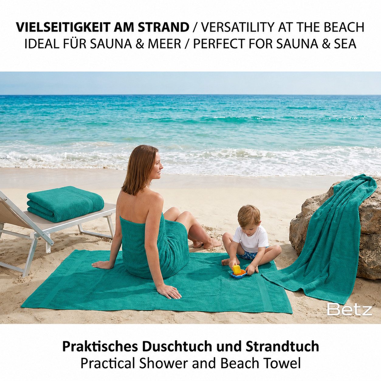 Betz Badetuch 2 Stück Duschtücher Duschtuch Set Größe 70x140 cm, Baumwolle (Set, 2-St)