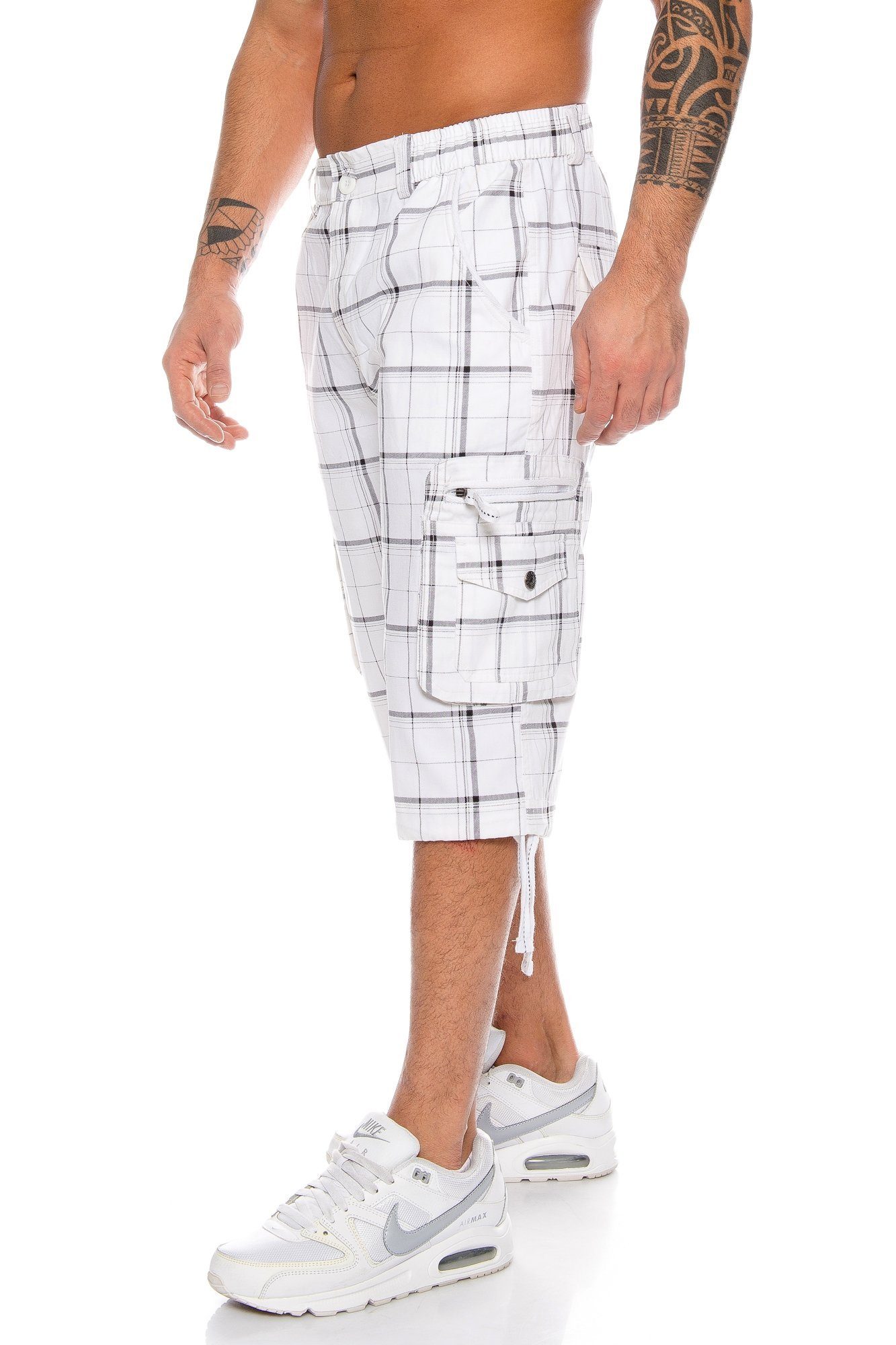 Kendindza Collection Cargoshorts 3/4 Bermuda Shorts Herren, Kurze Hose Herren, Cargobermuda Taschen Kopf und Reißverschluss Cargohose