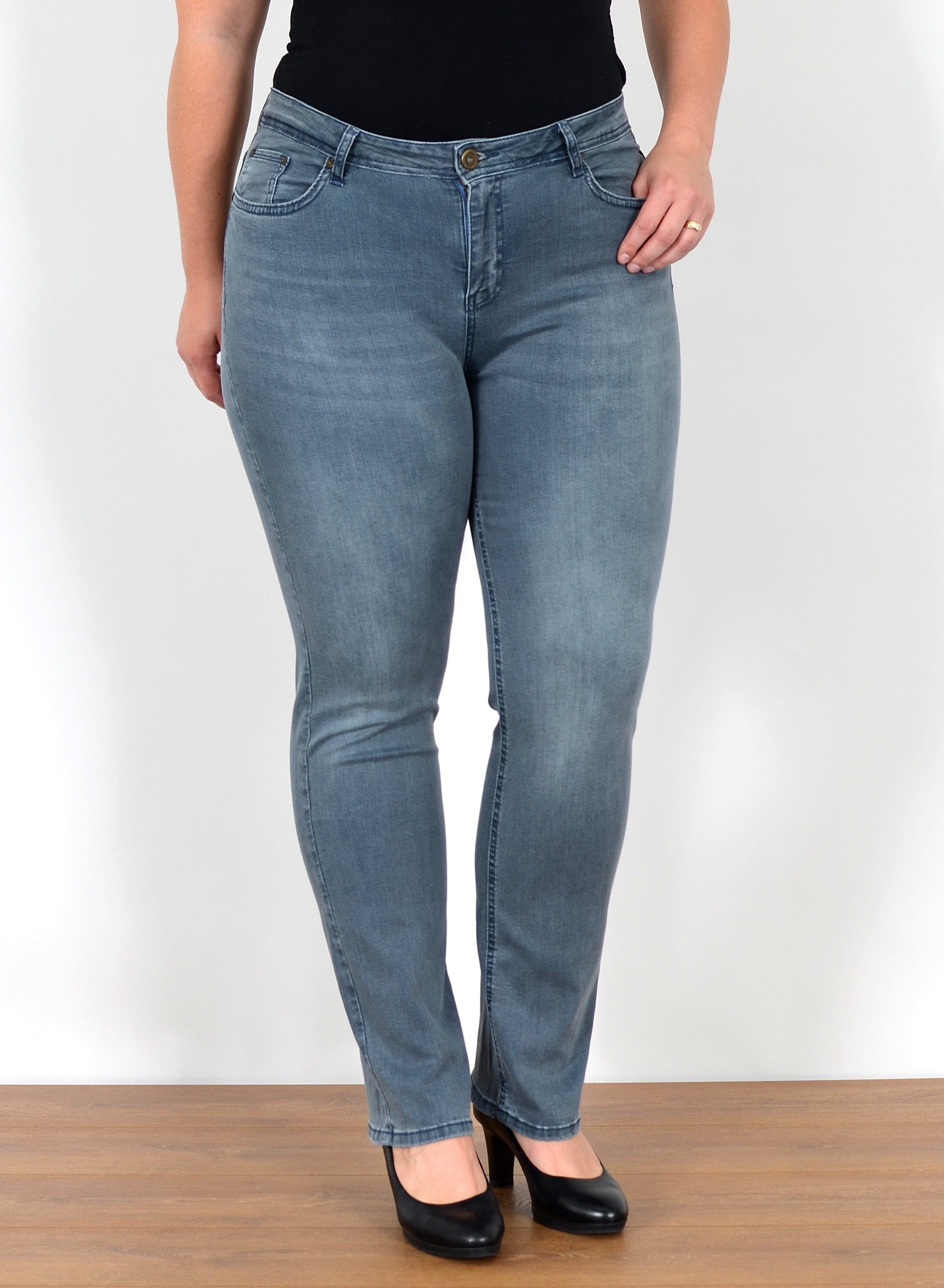 Straight-Jeans Gerade Schnitt Jeans Damen Hose High Rise bis Große Größe