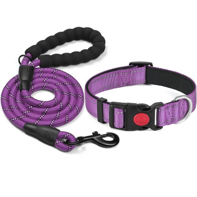 CALIYO Hunde-Halsband „Hundehalsband,Reflektierendes Hundehalsband gepolstert mit weichem Neopren atmungsaktiv einstellbar Nylon Hundehalsbänder“, für kleine mittlere große Hunde