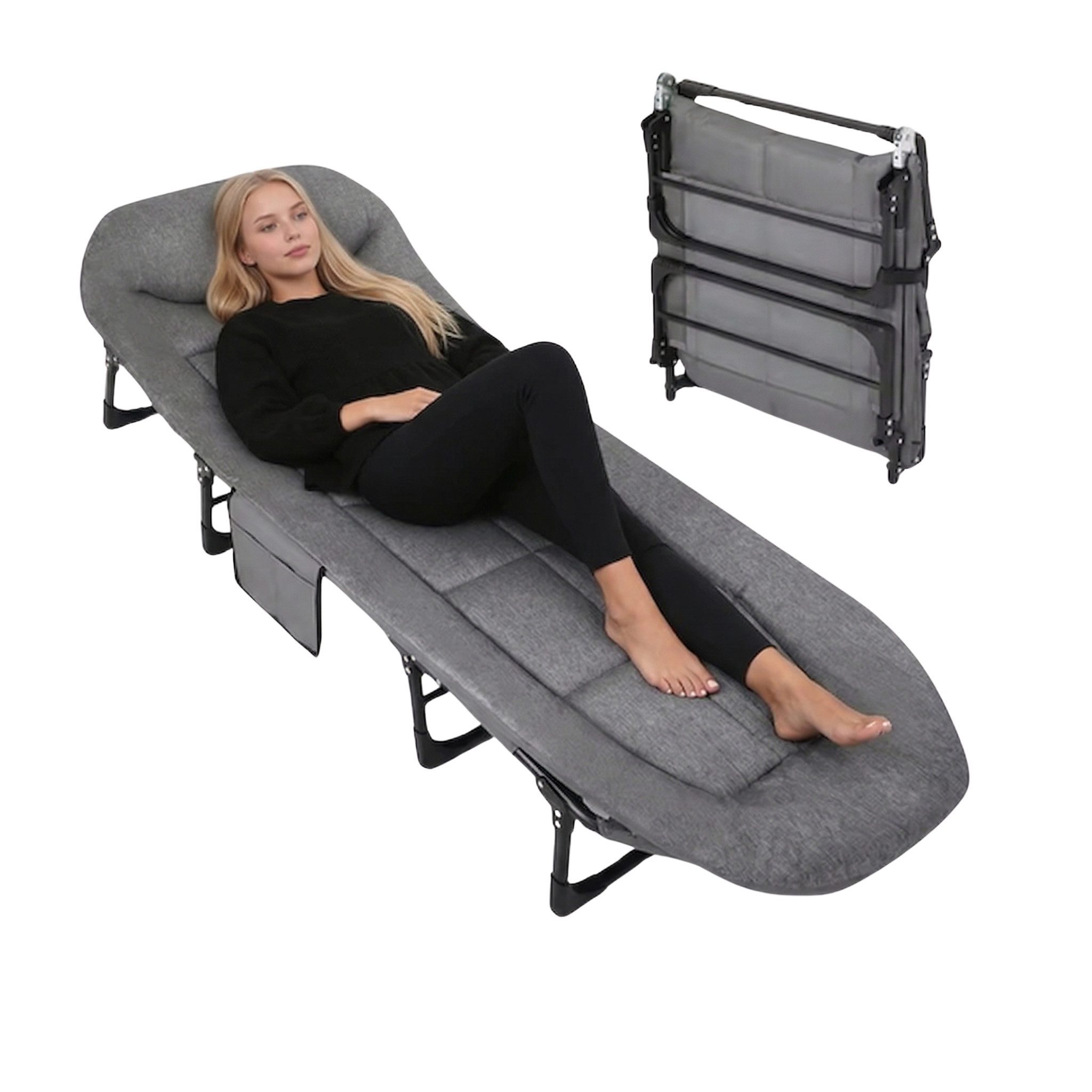 Norvéa Home Relaxliege Klappbare Gartenliege Relaxliege 191x68 cm mit Kissen 200 kg, 6-fach verstellbar, faltbar, bis 200 kg, mit Kissen