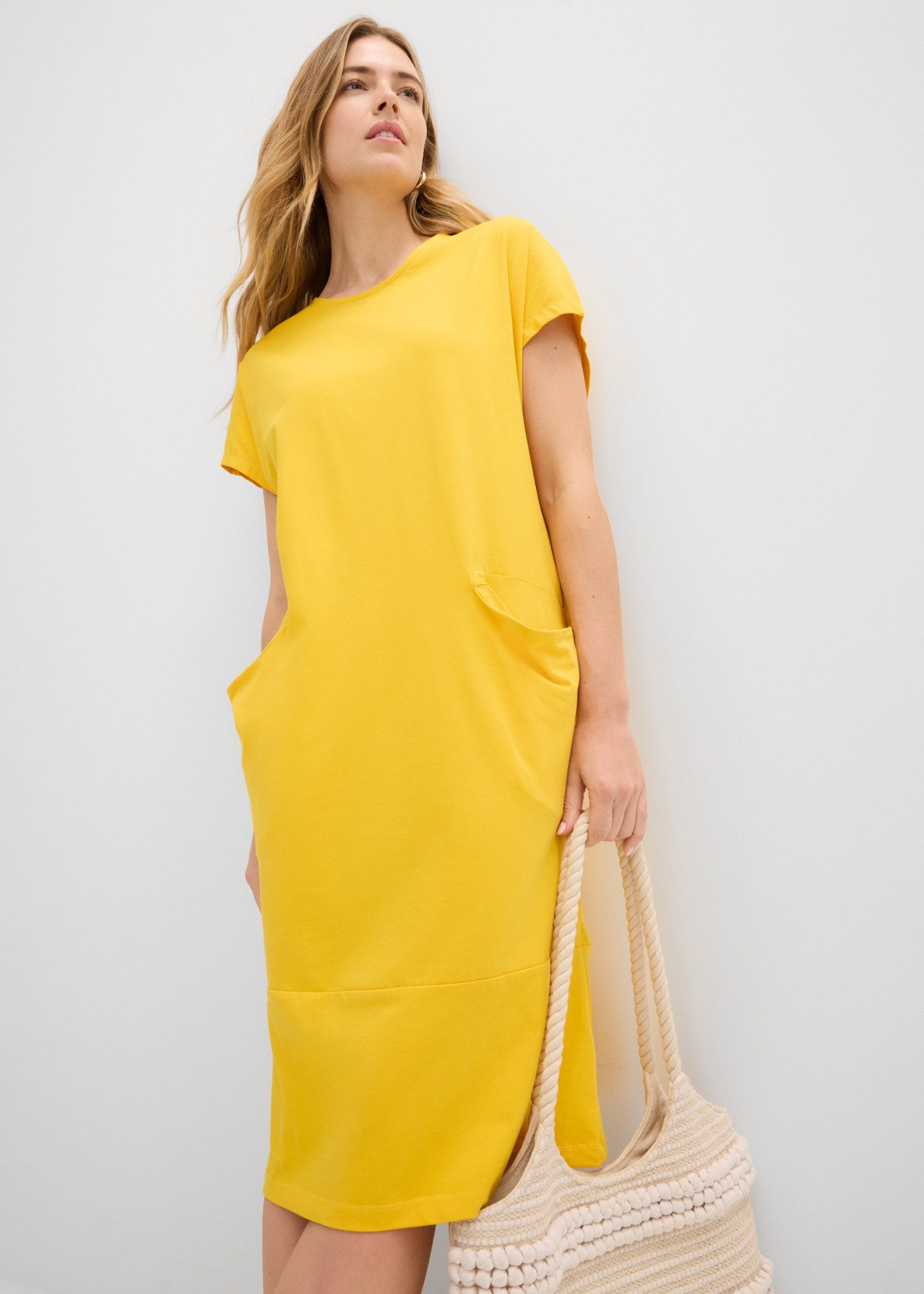 bonprix Jerseykleid für vielseitige Anlässe, aus Baumwolle und Elasthan, knielang
