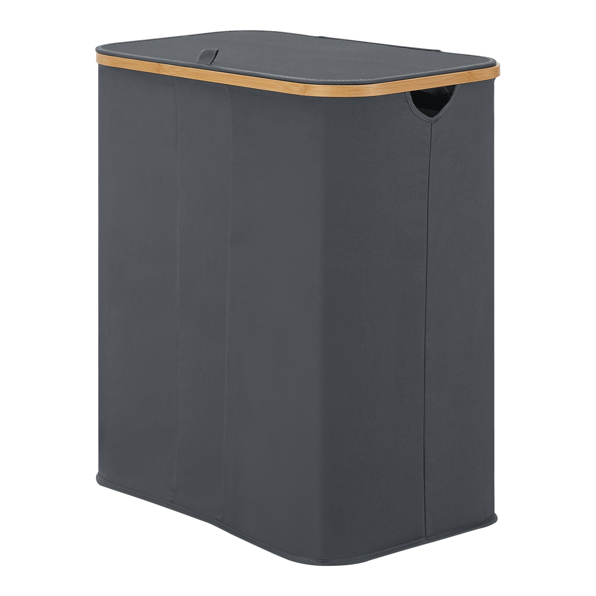 en.casa Wäschekorb, »Rusko« Wäschesammler mit Deckel 140L Dunkelgrau günstig online kaufen
