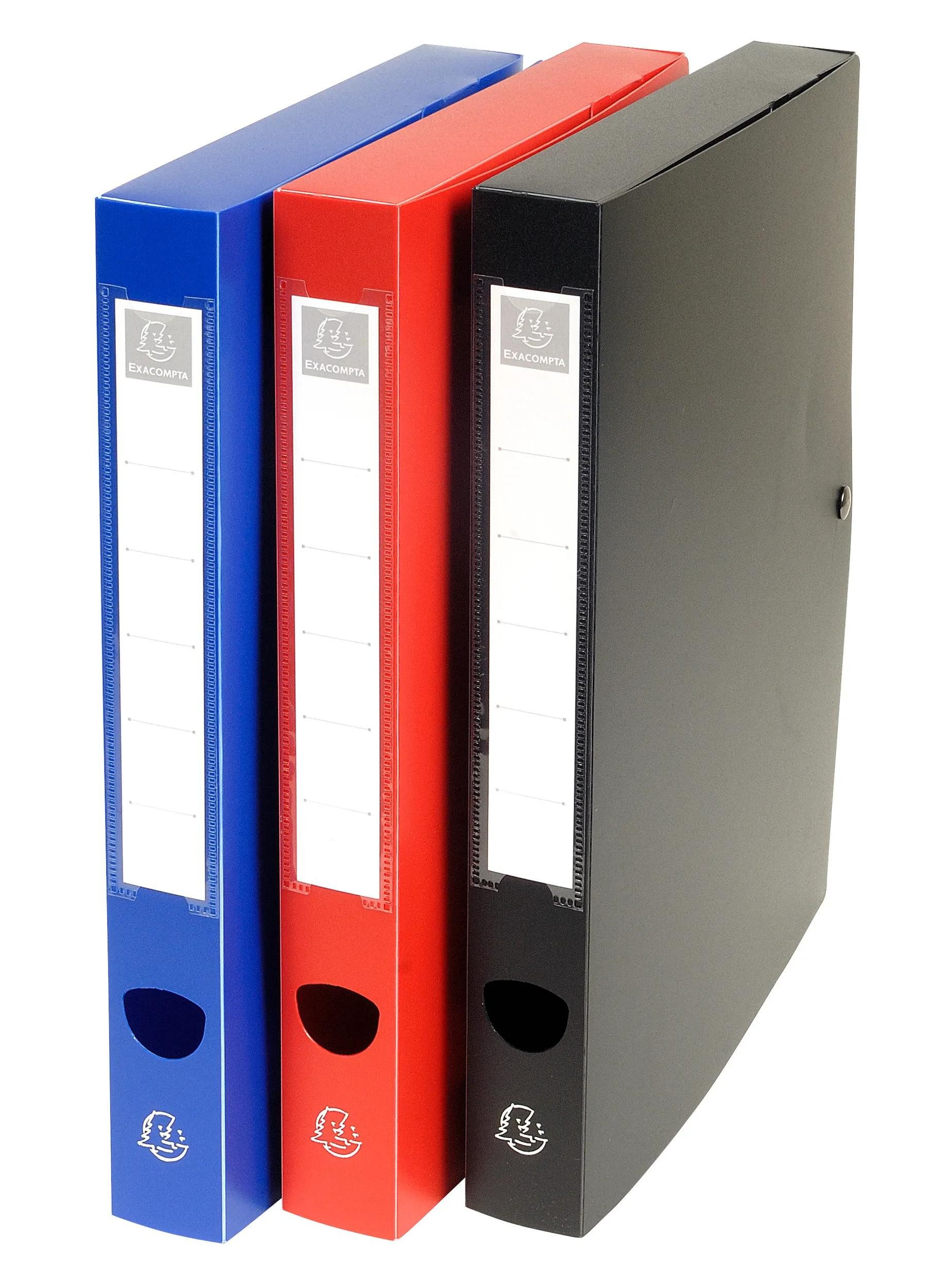 EXACOMPTA Archivcontainer 10x Archivbox + Knopf, PP 700µ, Rücken 40mm, A4, Schwarz, 54631E, Boxen mit Druckknopf